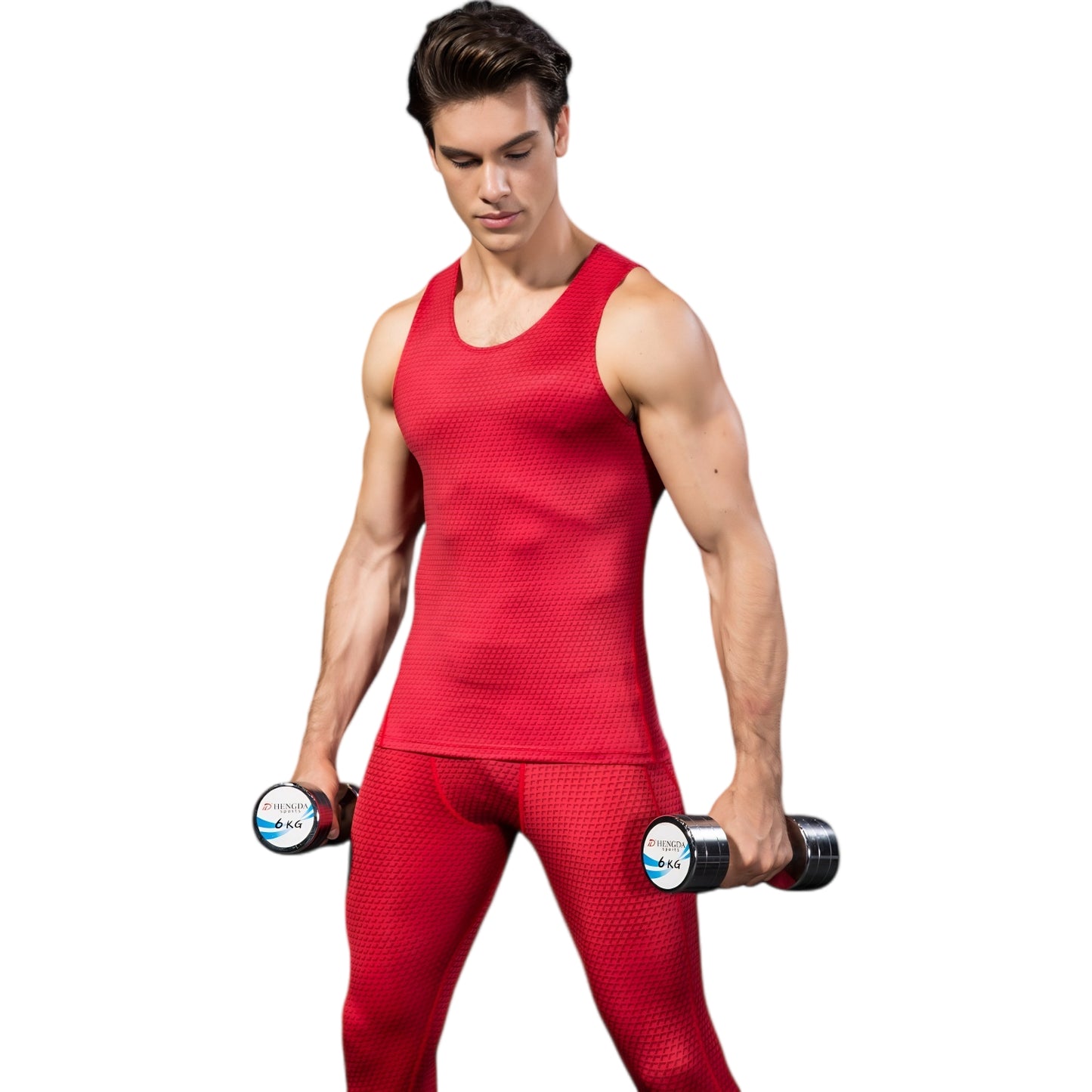 Anna-Kaci Active Men's Sleeveless Compression Tank Top with Textured Fabric and Scoop Neckline