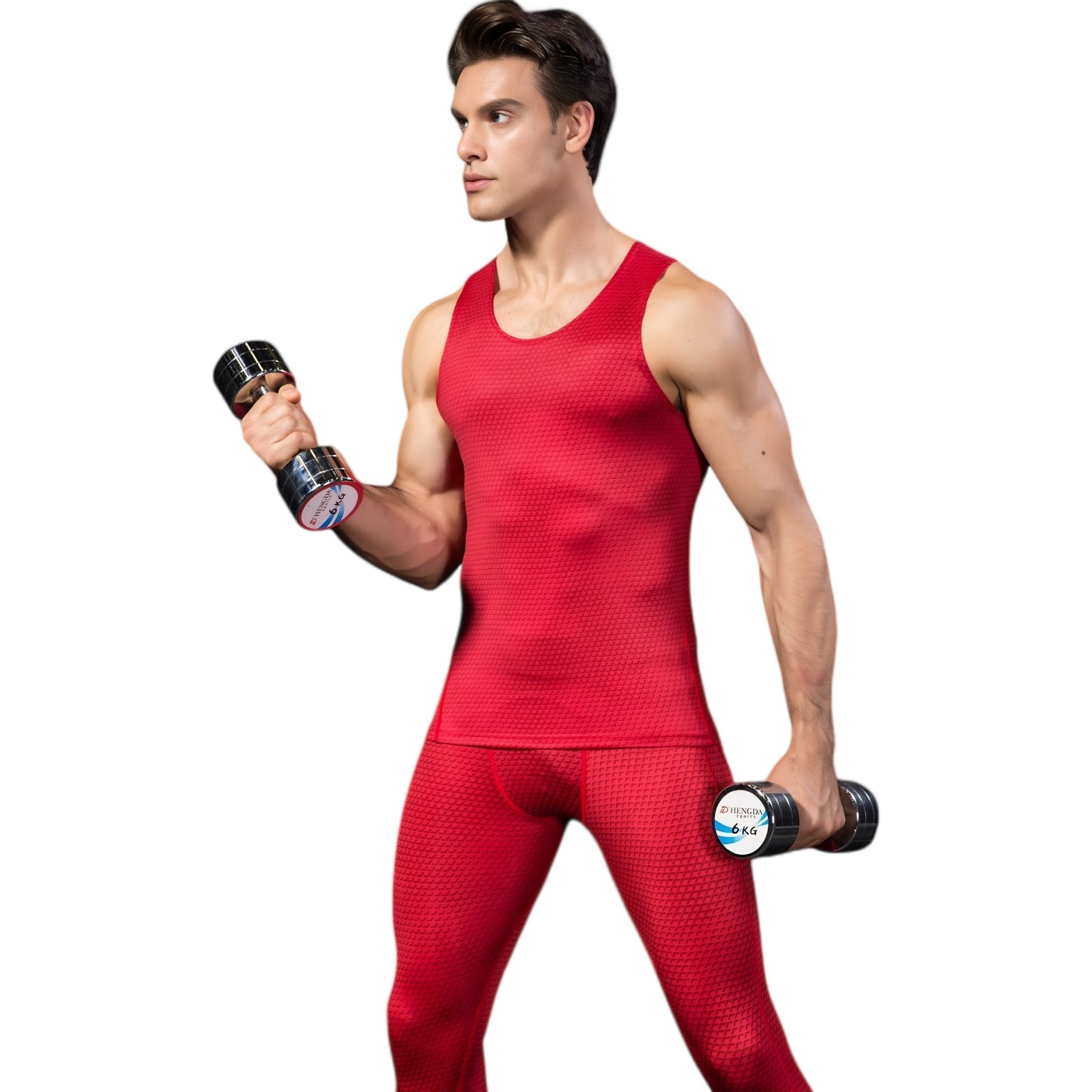 Anna-Kaci Active Men's Sleeveless Compression Tank Top with Textured Fabric and Scoop Neckline