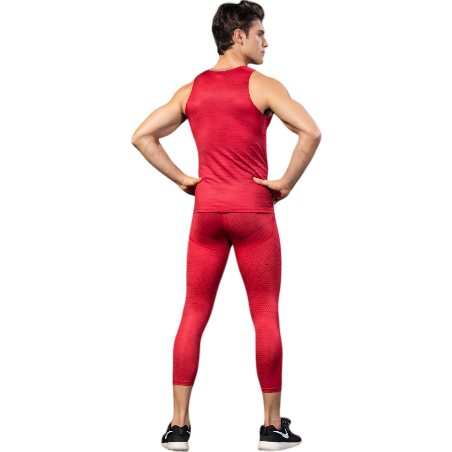 Anna-Kaci Active Men's Sleeveless Compression Tank Top with Textured Fabric and Scoop Neckline