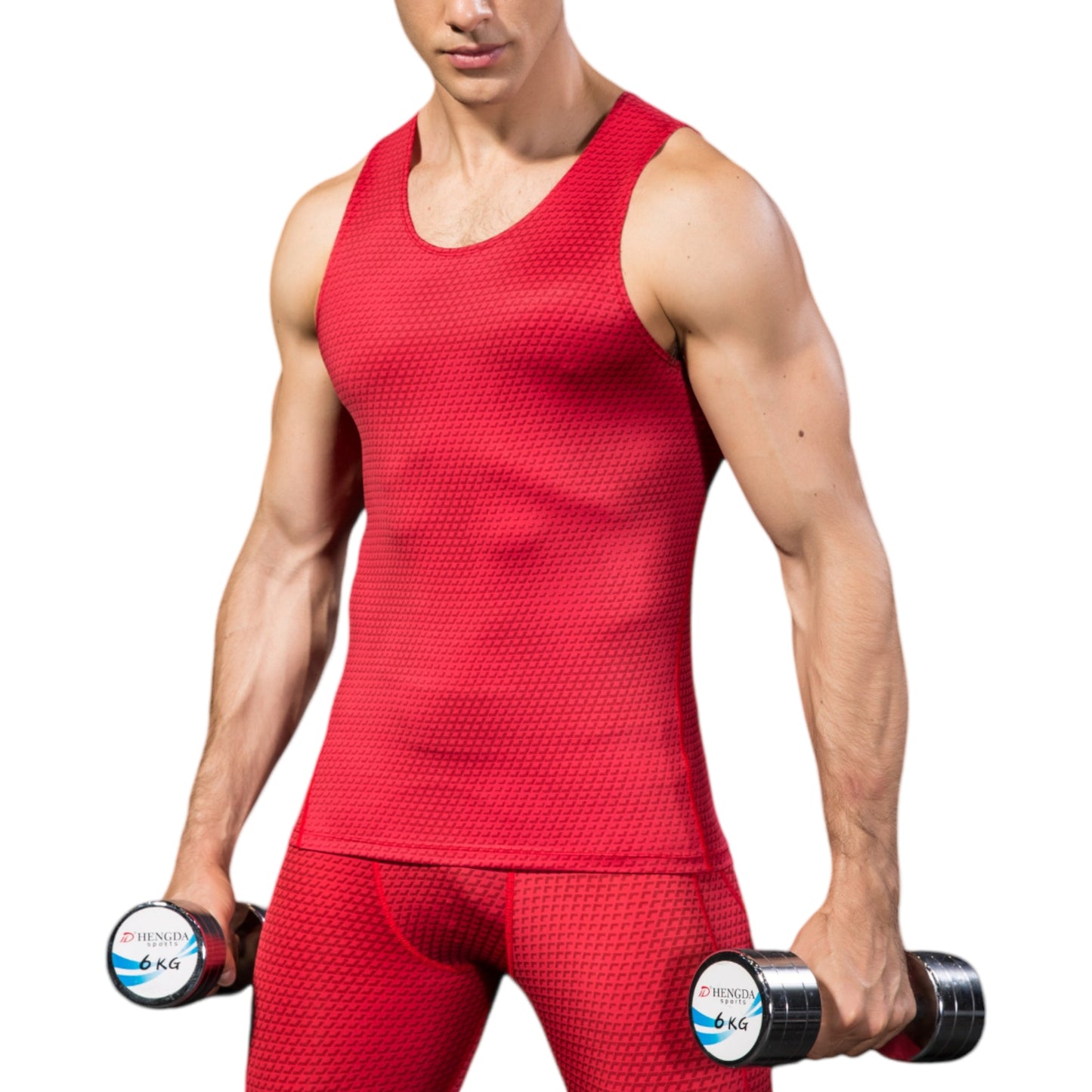 Anna-Kaci Active Men's Sleeveless Compression Tank Top with Textured Fabric and Scoop Neckline