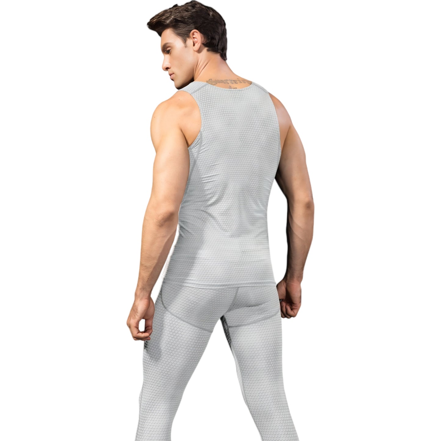 Anna-Kaci Active Men's Sleeveless Compression Tank Top with Textured Fabric and Scoop Neckline