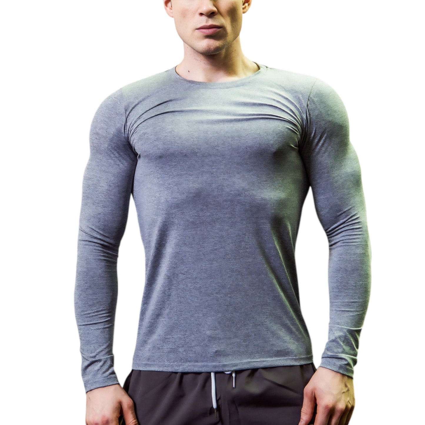 Anna-Kaci Active Men's Long Sleeve Compression Shirt with Crew Neck and Stretch Performance Fit