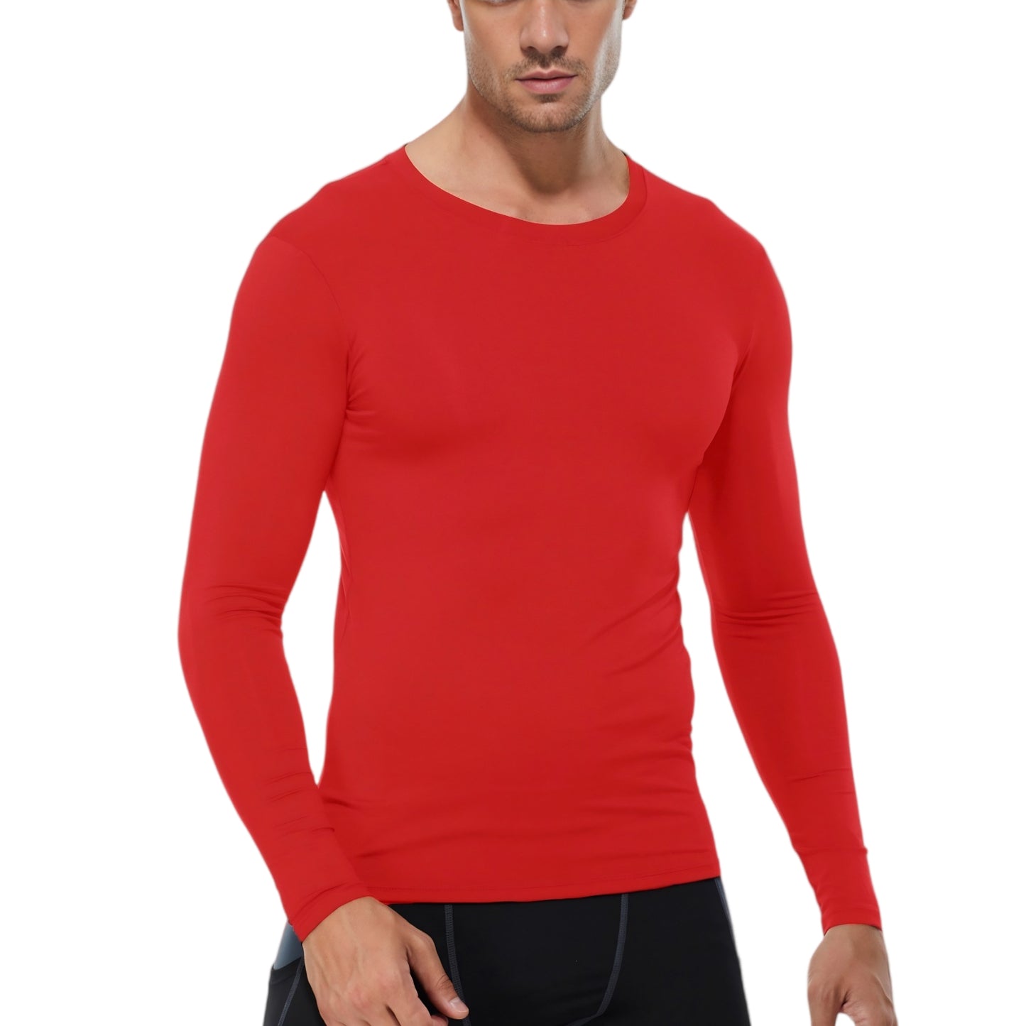 Anna-Kaci Active Men's Long Sleeve Compression Shirt with Crew Neck and Stretch Performance Fit