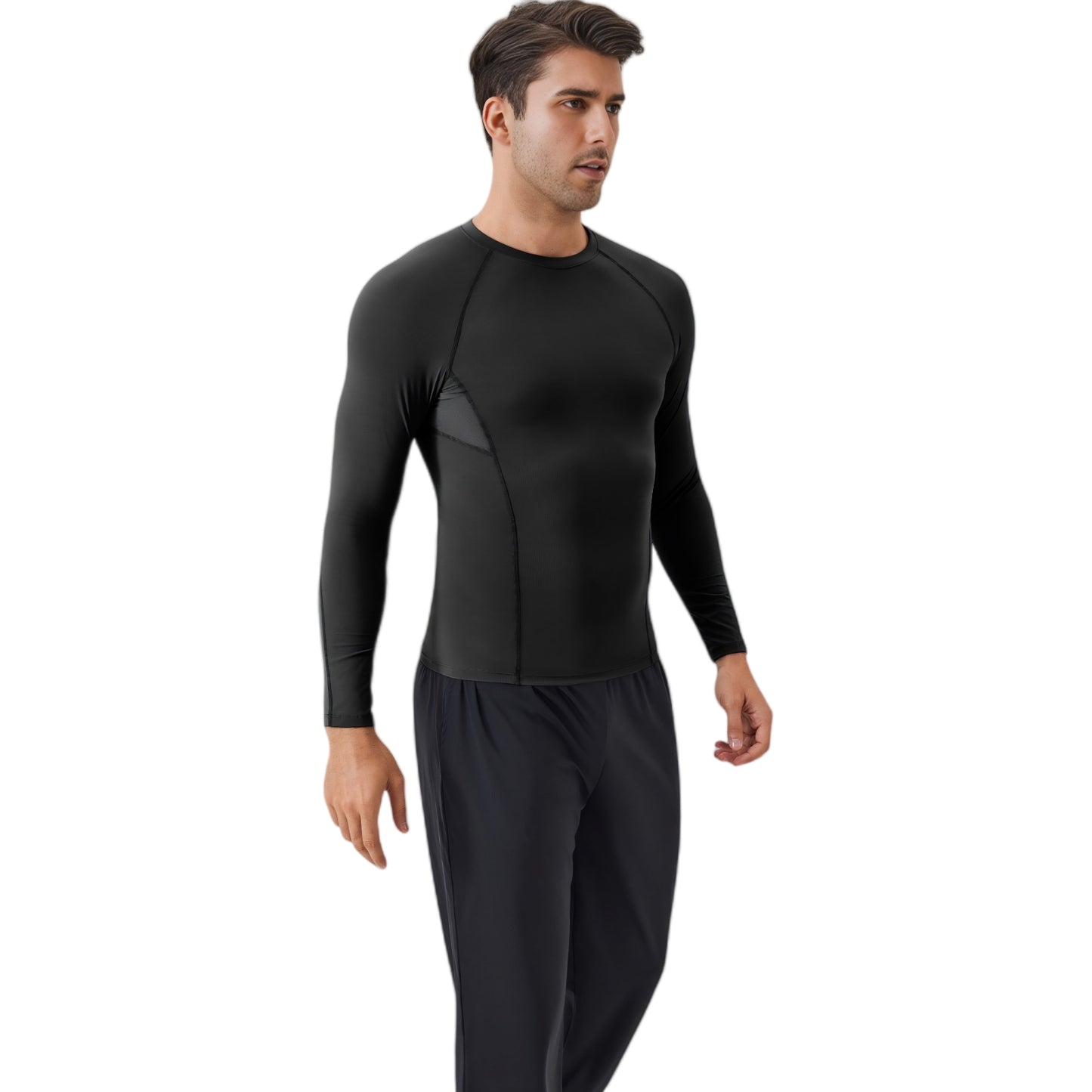Anna-Kaci Active Men's Long Sleeve Compression Shirt with Stretch Fit and Athletic Seam Detailing