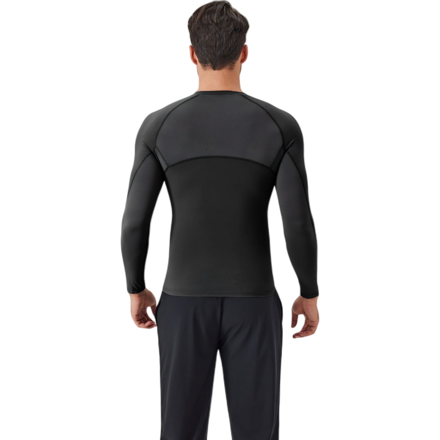 Anna-Kaci Active Men's Long Sleeve Compression Shirt with Stretch Fit and Athletic Seam Detailing