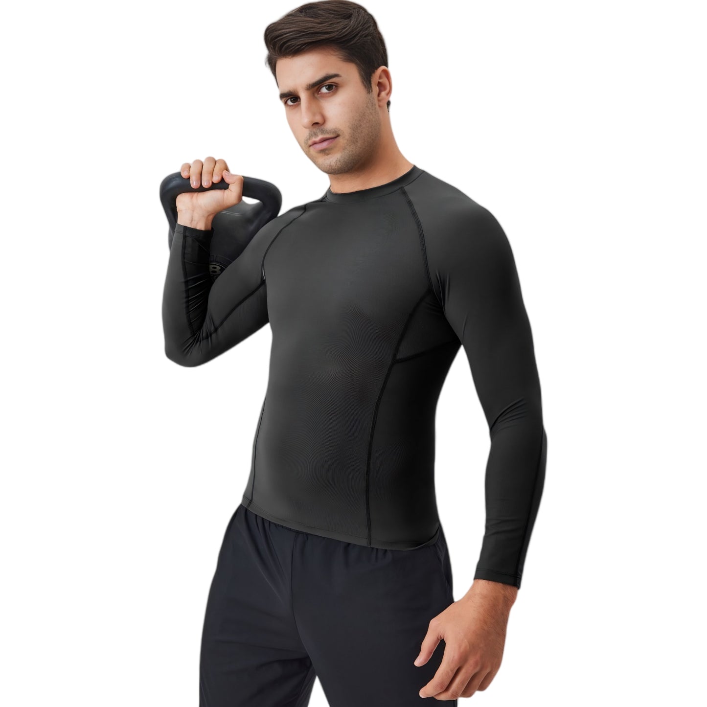 Anna-Kaci Active Men's Long Sleeve Compression Shirt with Stretch Fit and Athletic Seam Detailing