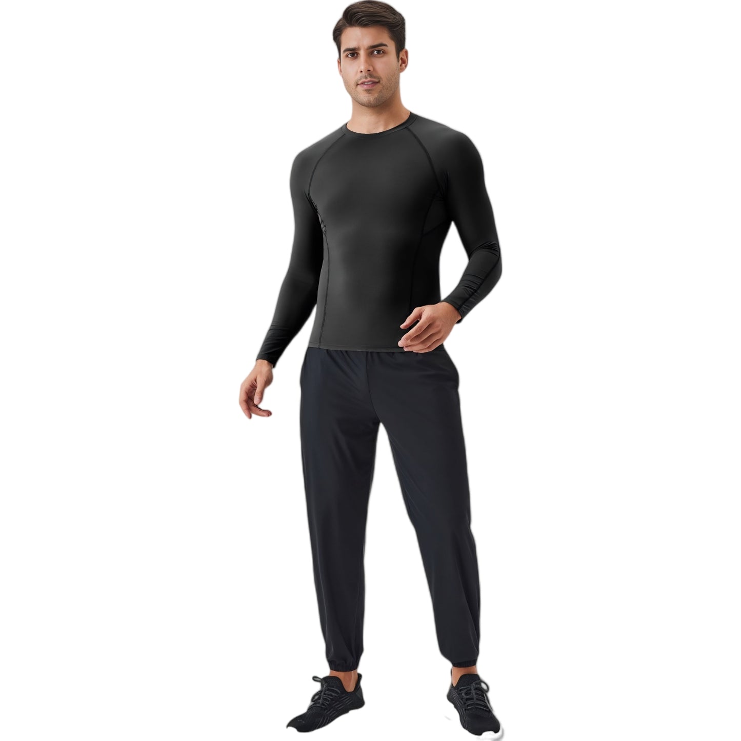 Anna-Kaci Active Men's Long Sleeve Compression Shirt with Stretch Fit and Athletic Seam Detailing