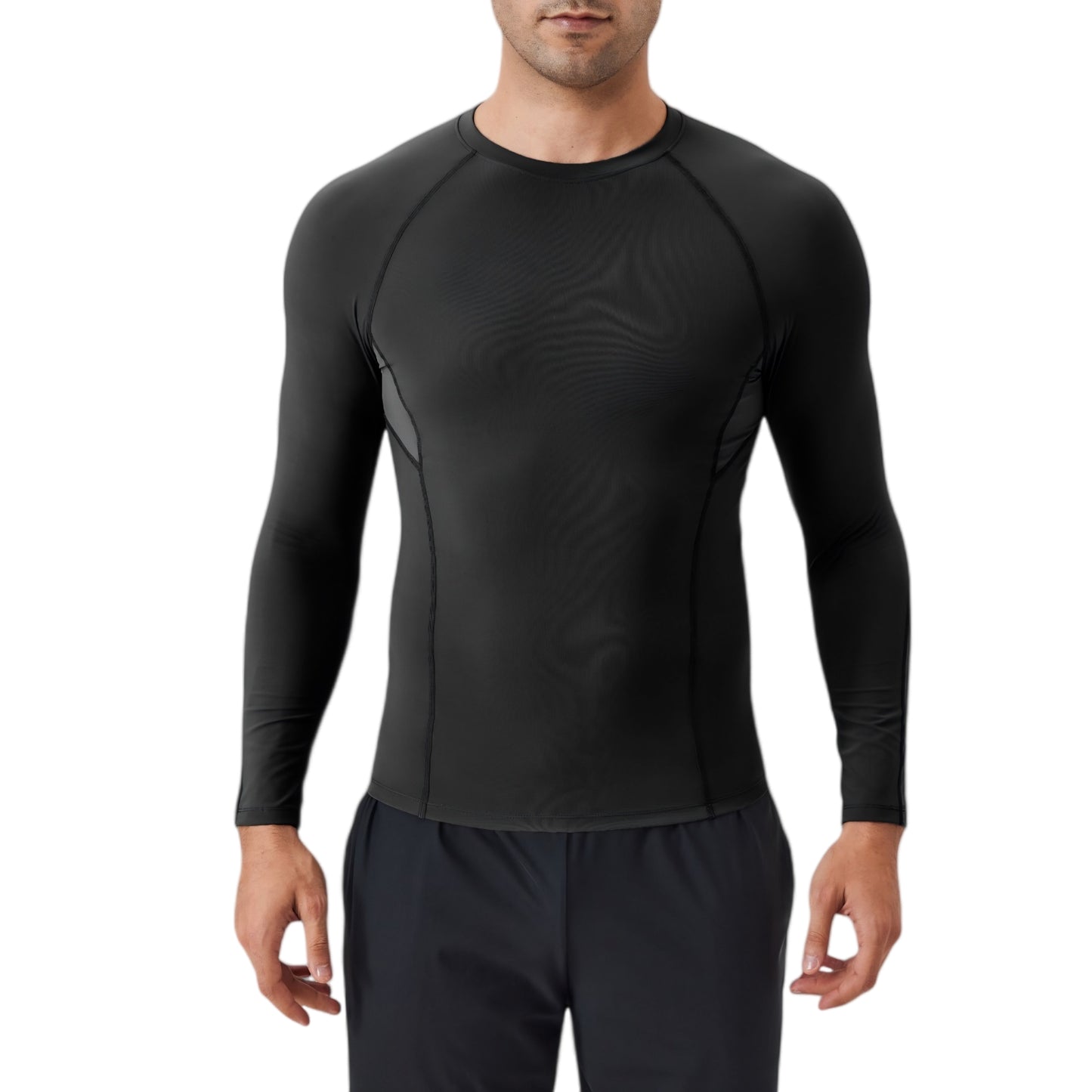 Anna-Kaci Active Men's Long Sleeve Compression Shirt with Stretch Fit and Athletic Seam Detailing