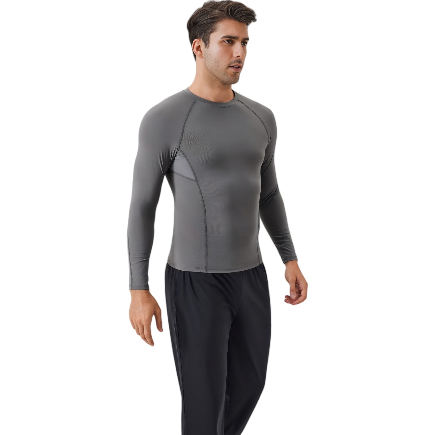 Anna-Kaci Active Men's Long Sleeve Compression Shirt with Stretch Fit and Athletic Seam Detailing