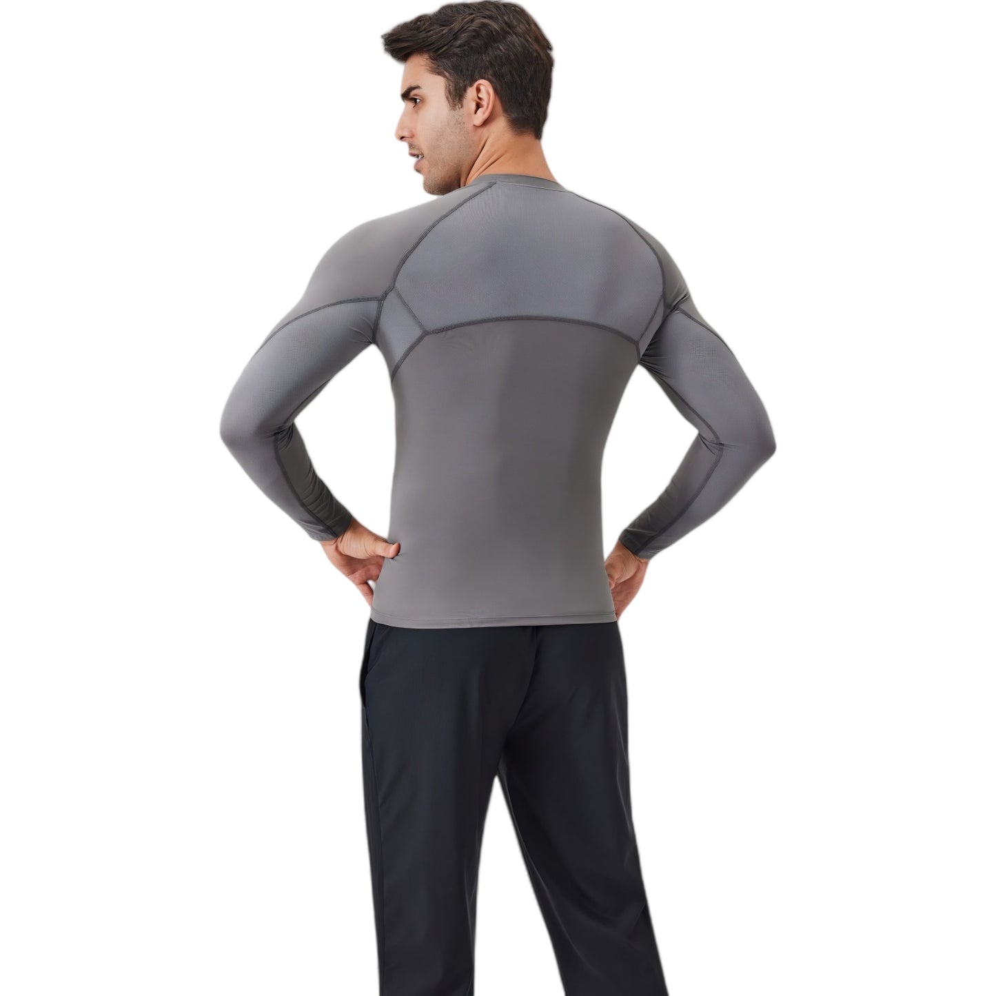 Anna-Kaci Active Men's Long Sleeve Compression Shirt with Stretch Fit and Athletic Seam Detailing