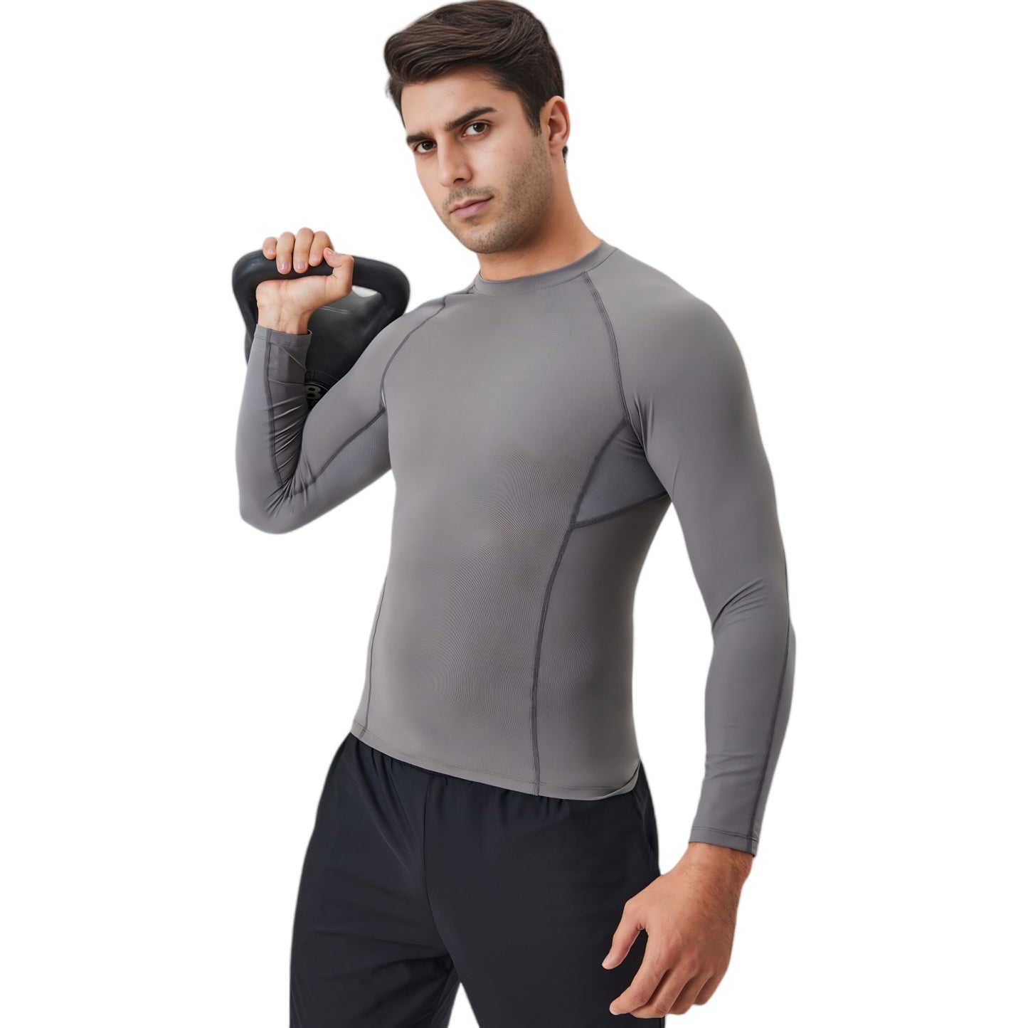 Anna-Kaci Active Men's Long Sleeve Compression Shirt with Stretch Fit and Athletic Seam Detailing