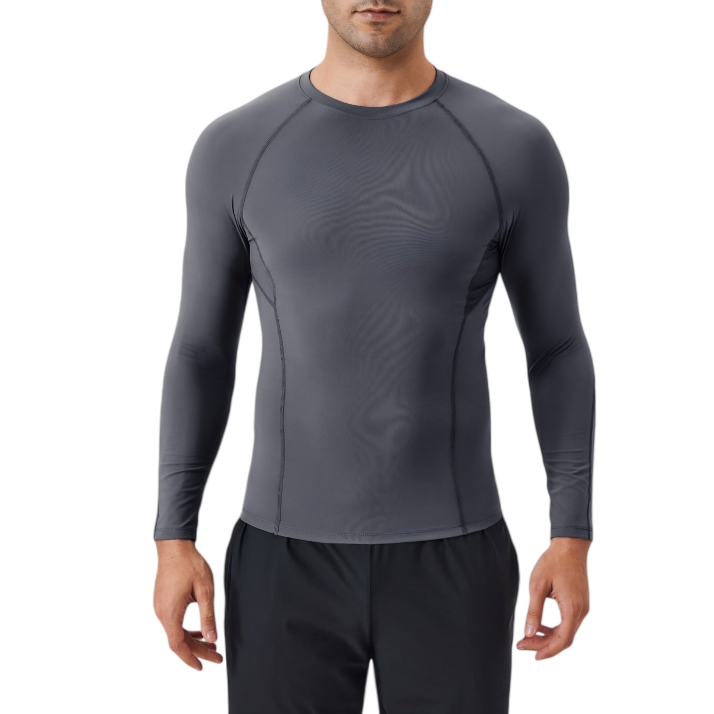 Anna-Kaci Active Men's Long Sleeve Compression Shirt with Stretch Fit and Athletic Seam Detailing