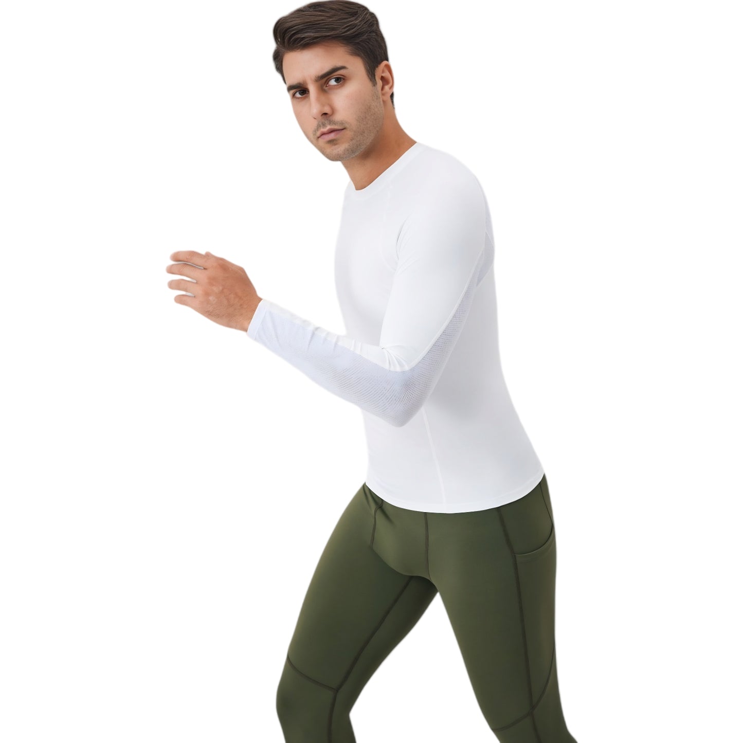Anna-Kaci Active Men's Long Sleeve Compression Shirt with Stretch Fit and Athletic Seam Detailing