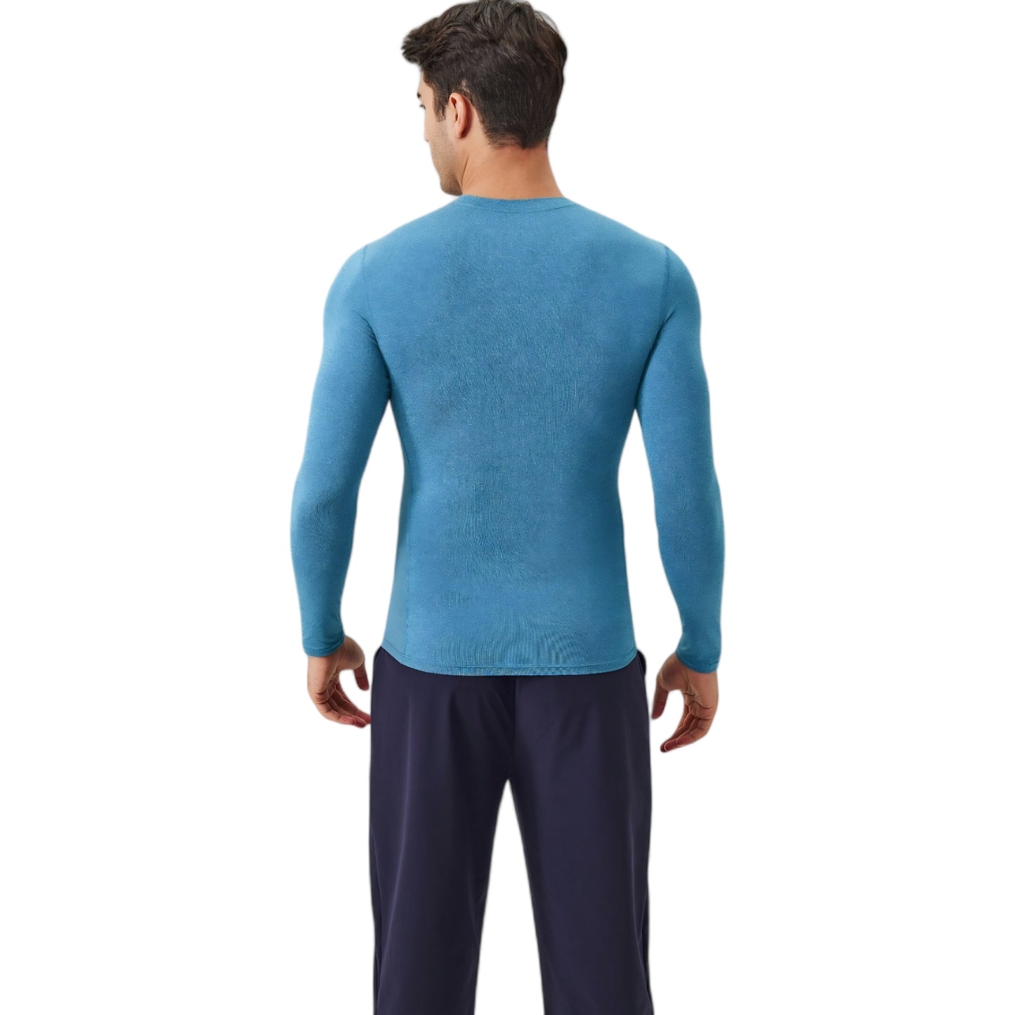 Anna-Kaci Active Men's Long Sleeve Performance Shirt with Seamless Stretch Fabric and Crew Neck Design