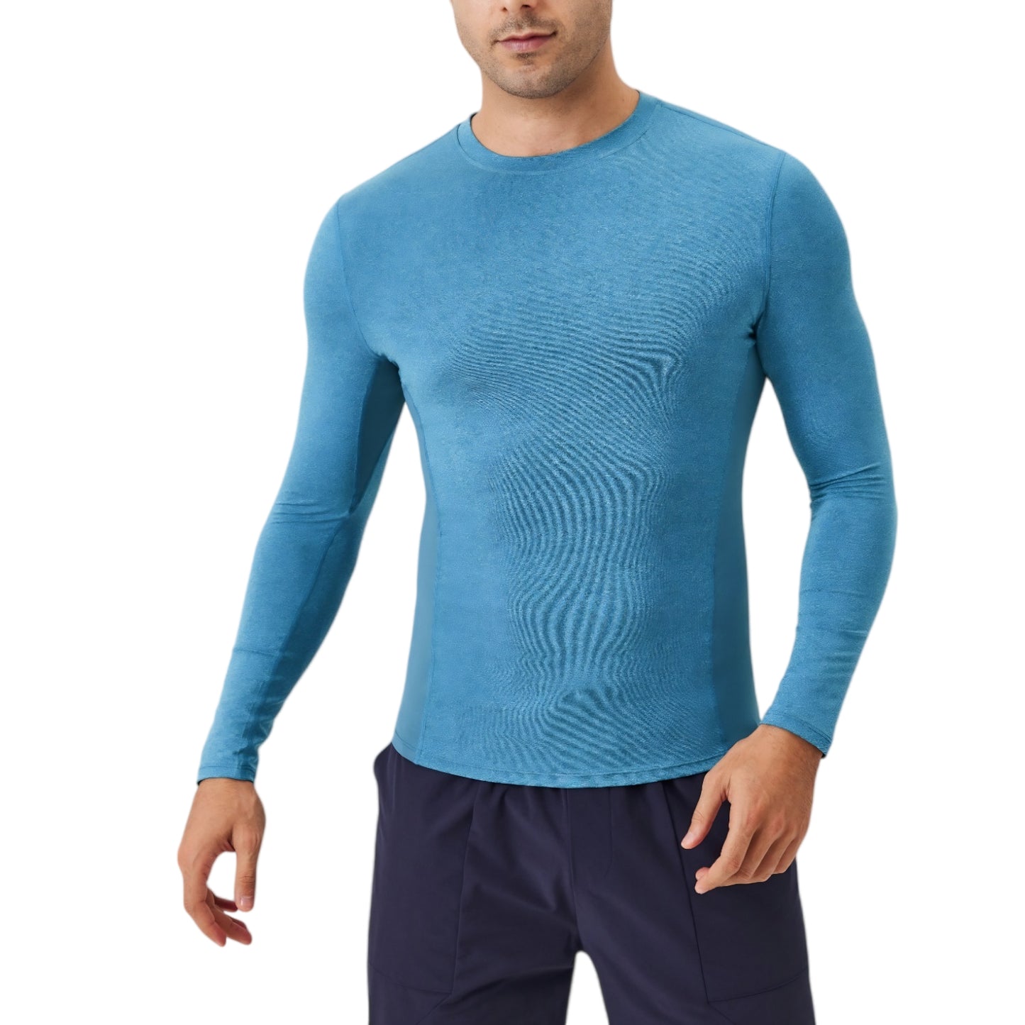 Anna-Kaci Active Men's Long Sleeve Performance Shirt with Seamless Stretch Fabric and Crew Neck Design