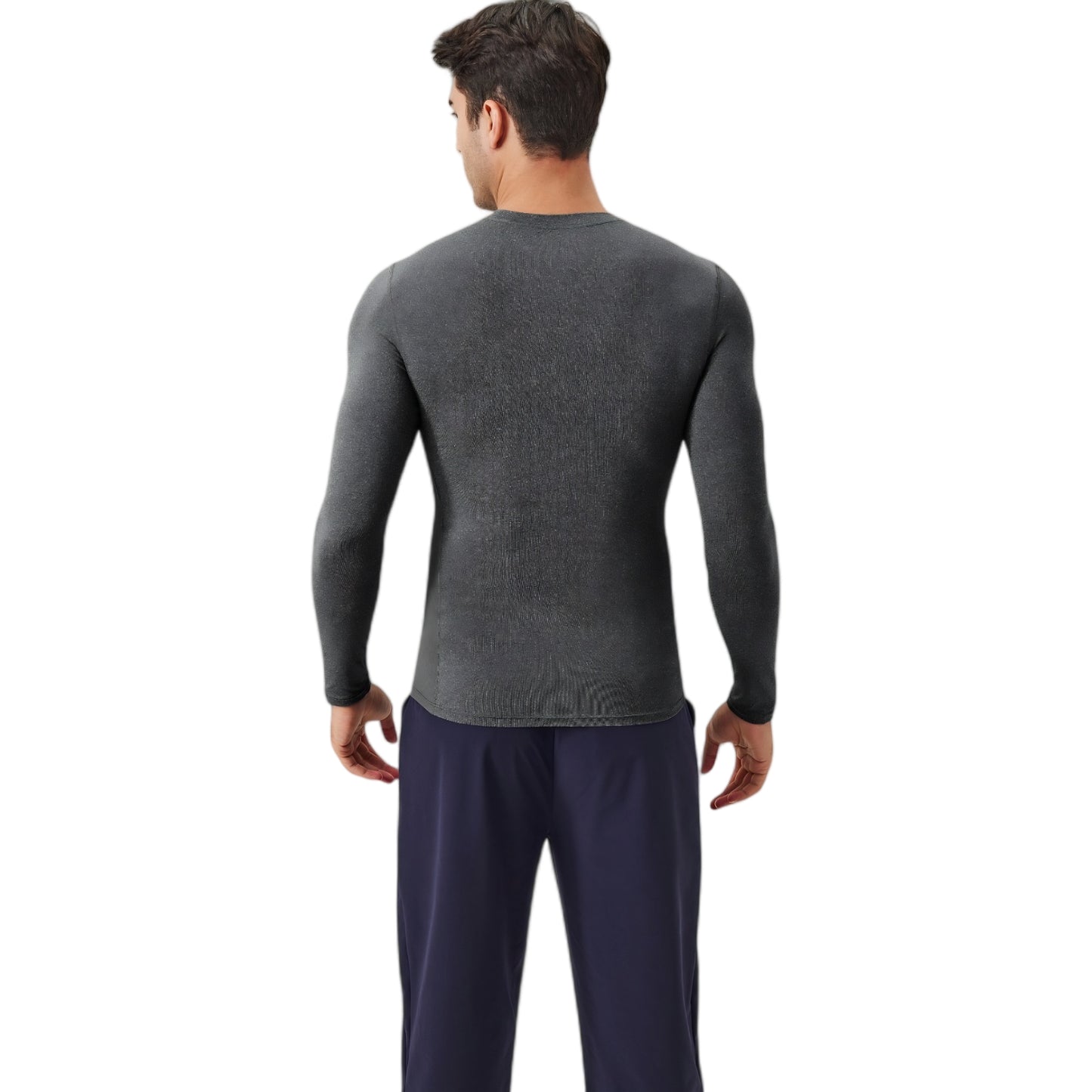 Anna-Kaci Active Men's Long Sleeve Performance Shirt with Seamless Stretch Fabric and Crew Neck Design