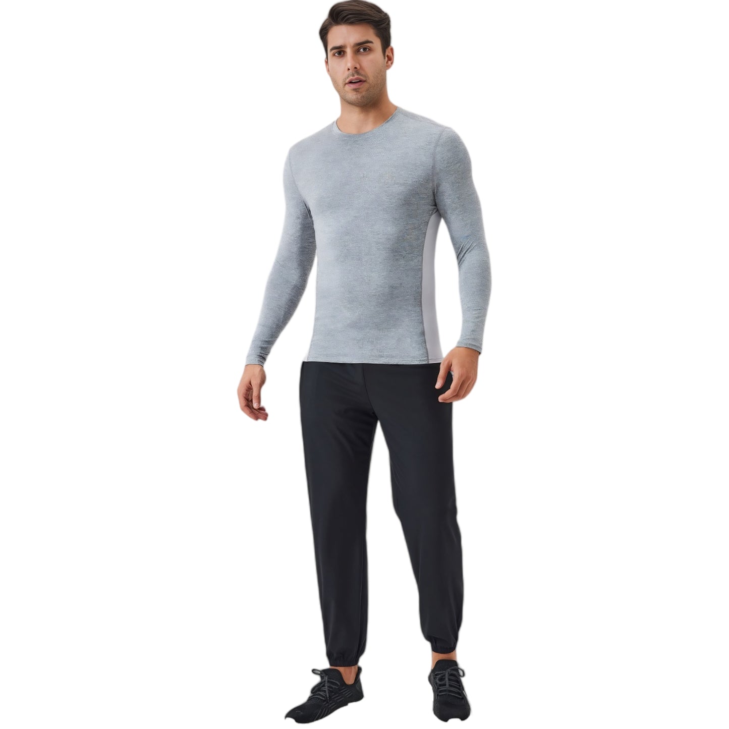 Anna-Kaci Active Men's Long Sleeve Performance Shirt with Seamless Stretch Fabric and Crew Neck Design
