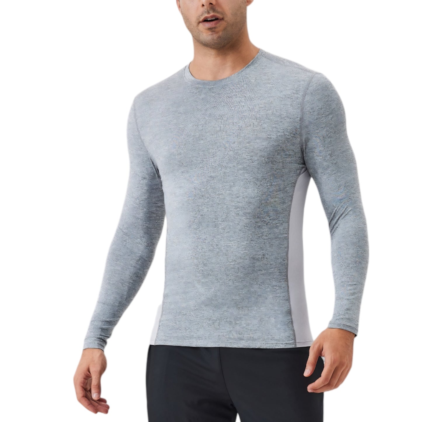 Anna-Kaci Active Men's Long Sleeve Performance Shirt with Seamless Stretch Fabric and Crew Neck Design