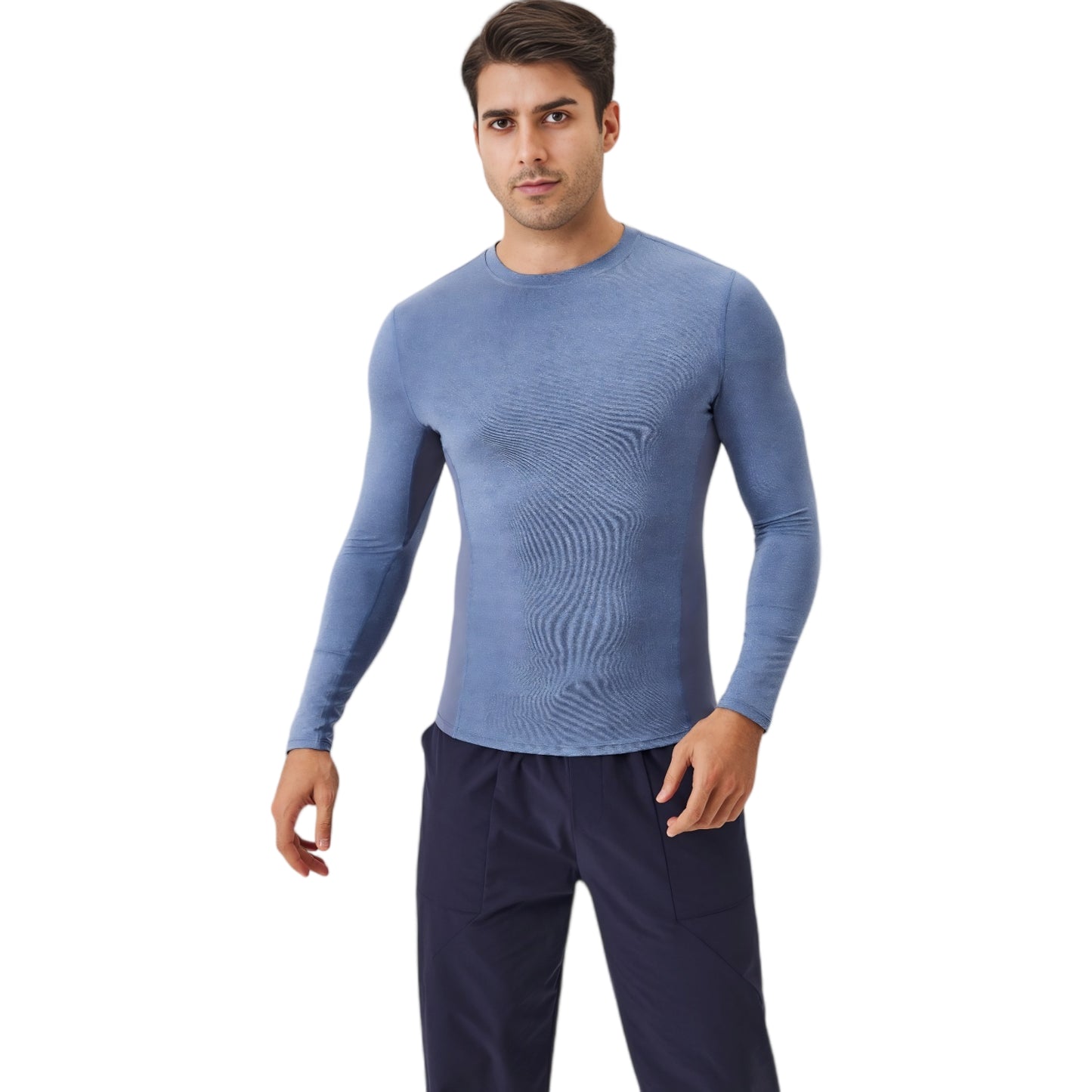 Anna-Kaci Active Men's Long Sleeve Performance Shirt with Seamless Stretch Fabric and Crew Neck Design