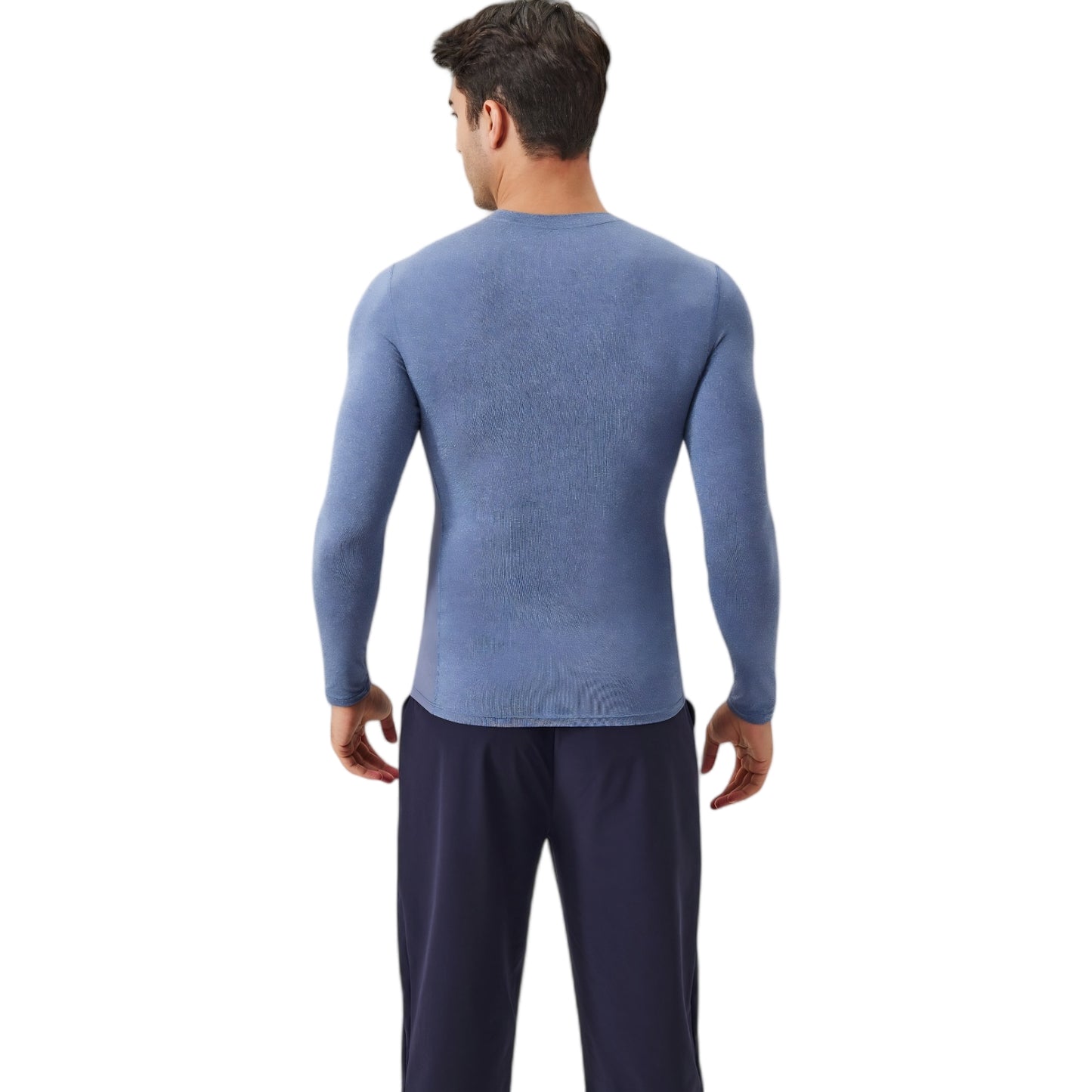 Anna-Kaci Active Men's Long Sleeve Performance Shirt with Seamless Stretch Fabric and Crew Neck Design