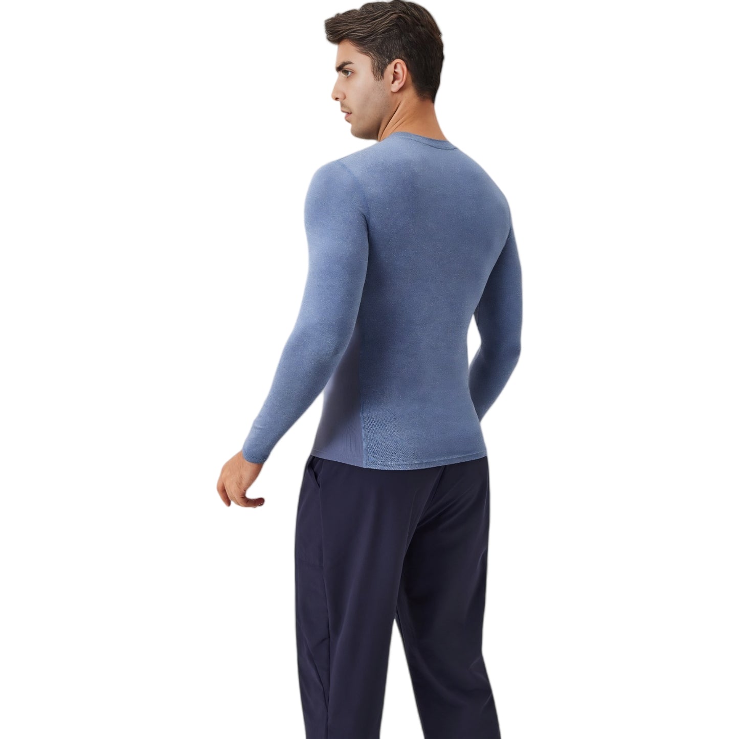 Anna-Kaci Active Men's Long Sleeve Performance Shirt with Seamless Stretch Fabric and Crew Neck Design
