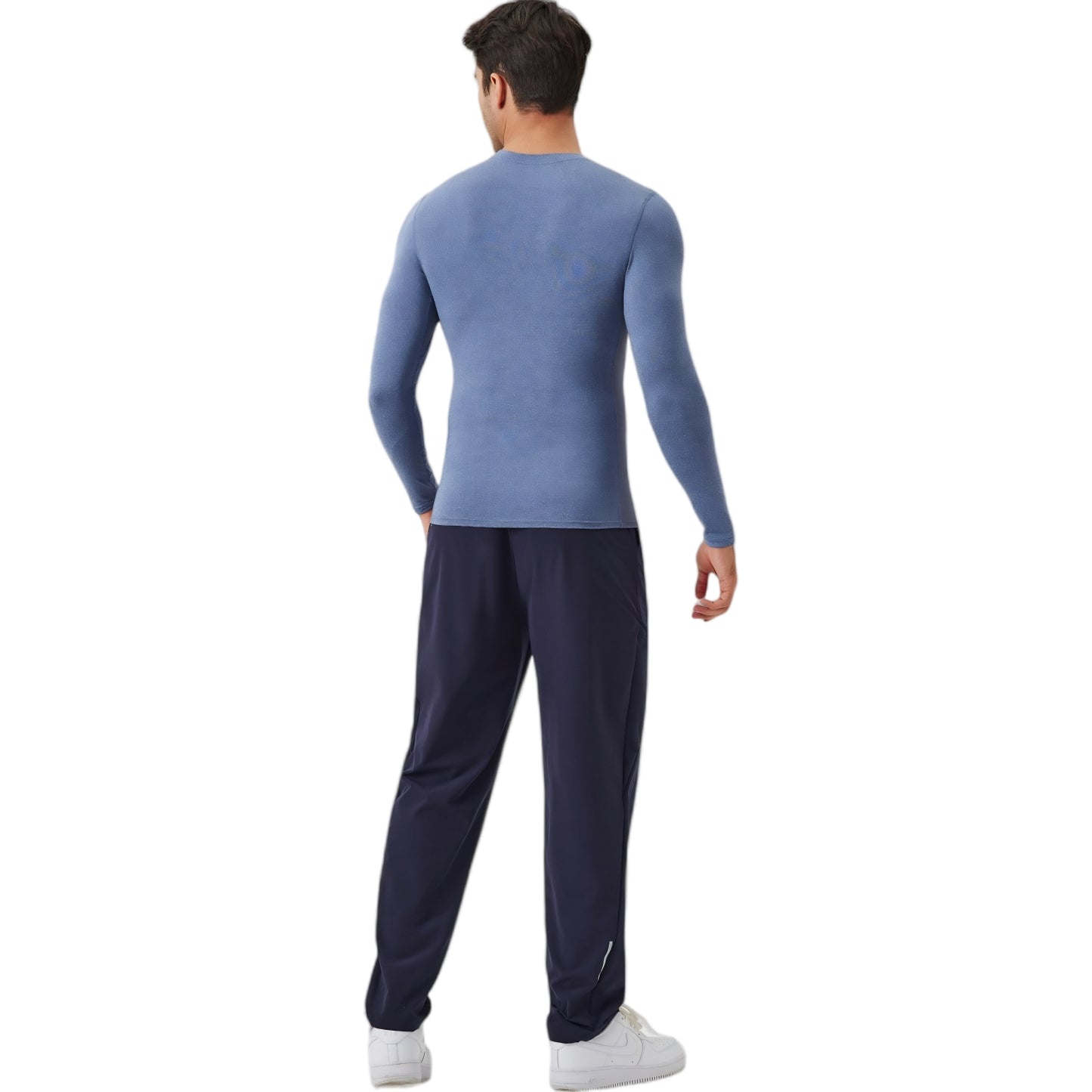 Anna-Kaci Active Men's Long Sleeve Performance Shirt with Seamless Stretch Fabric and Crew Neck Design