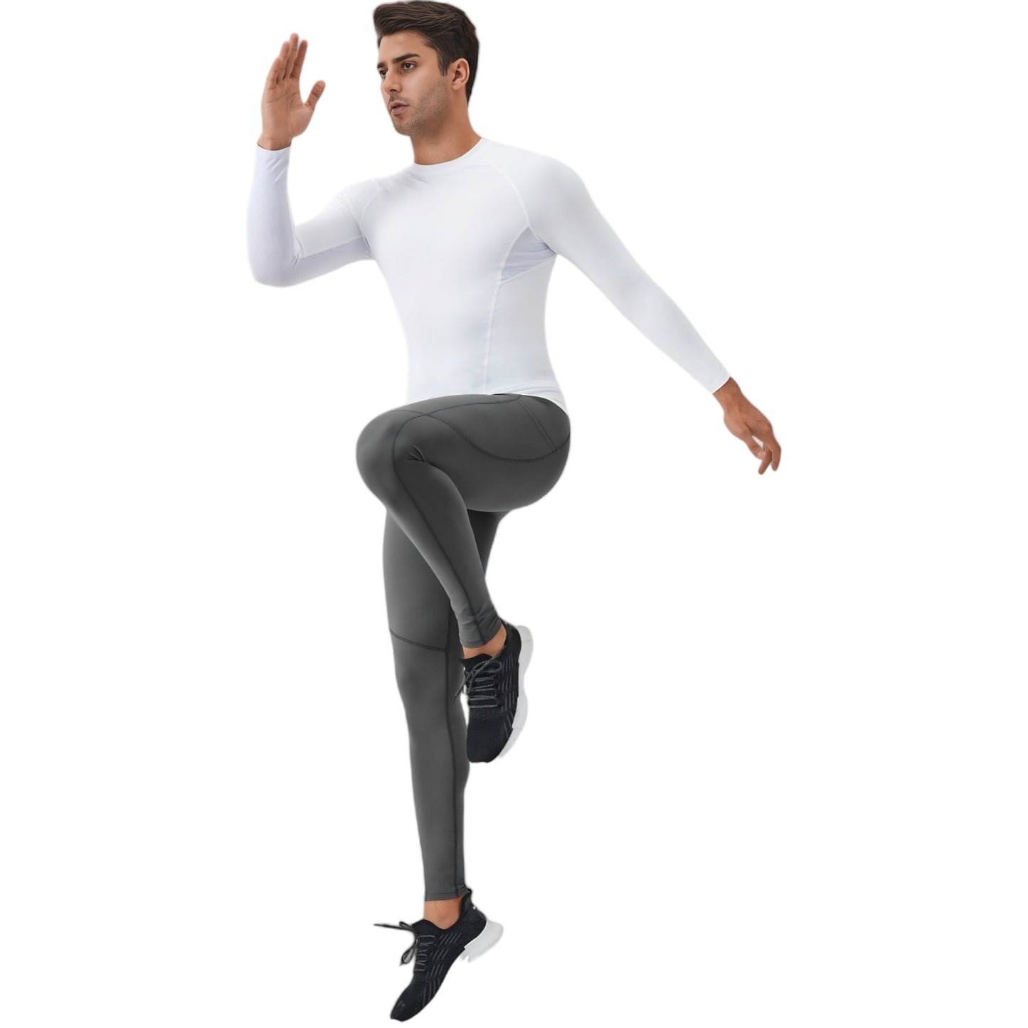 Anna-Kaci Active Men's Full-Length Compression Leggings with Side Pockets and Stretch Moisture-Wicking Fabric