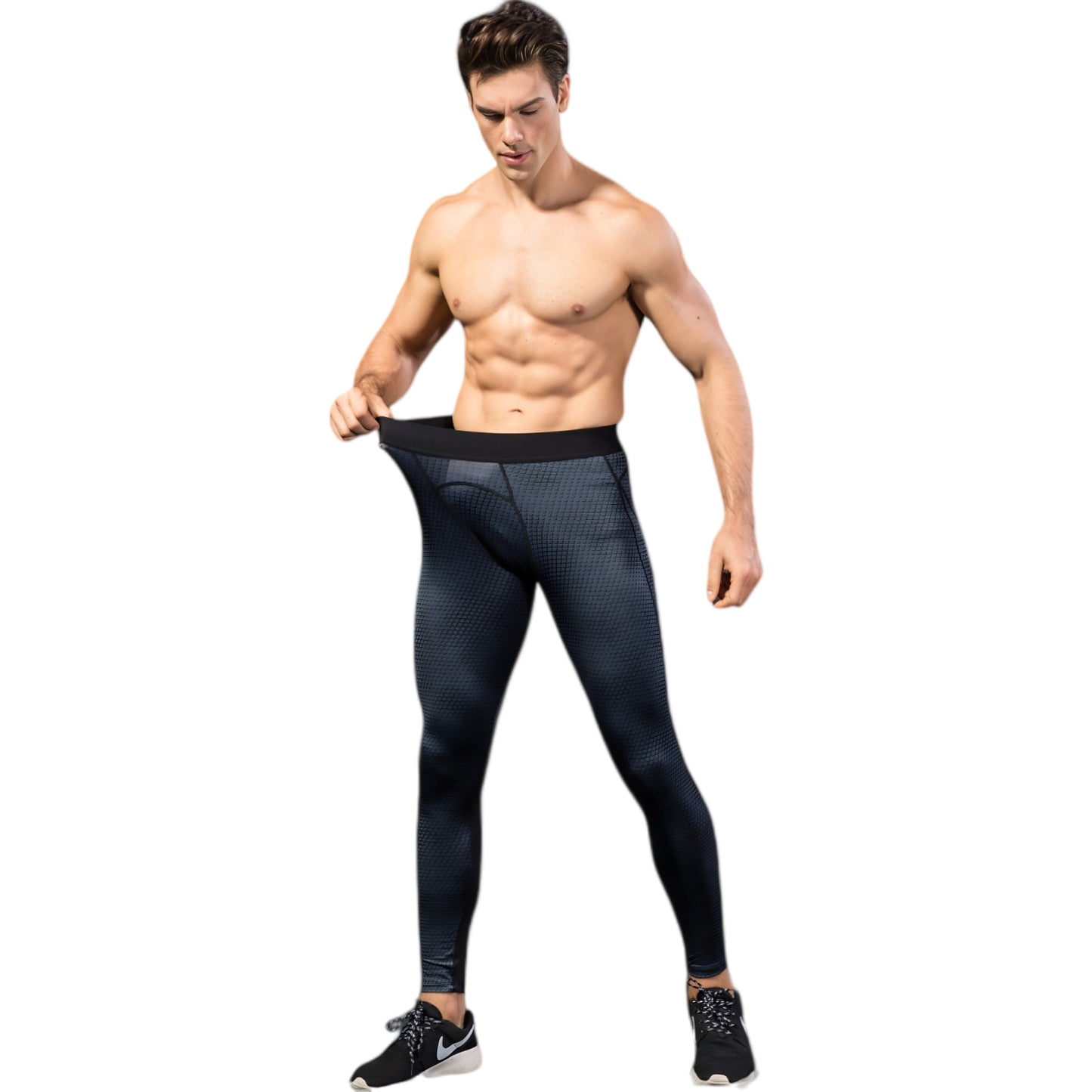 Anna-Kaci Active Men's High Performance Compression Leggings Full-Length with Honeycomb Texture and Elastic Waistband