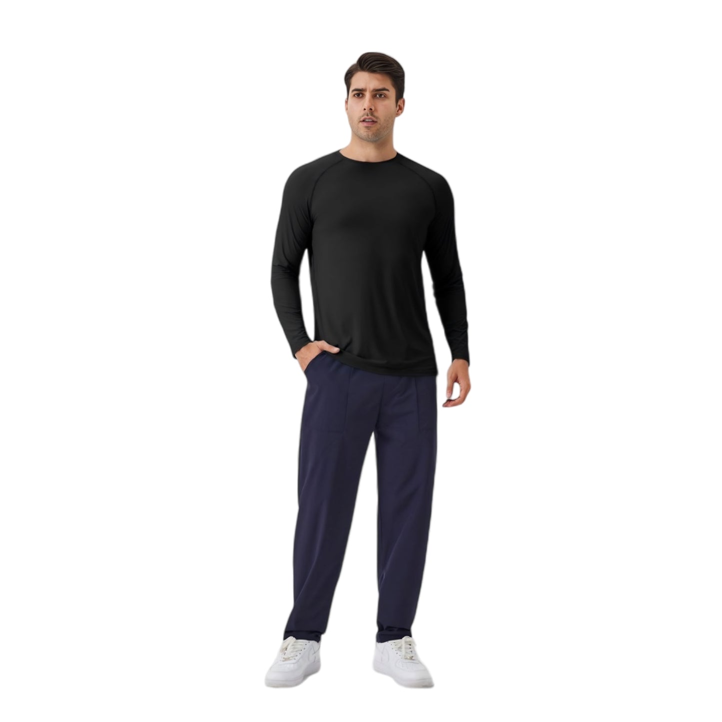 Anna-Kaci Active Men's Long Sleeve Performance Shirt with Raglan Sleeves and Lightweight Stretch Fabric