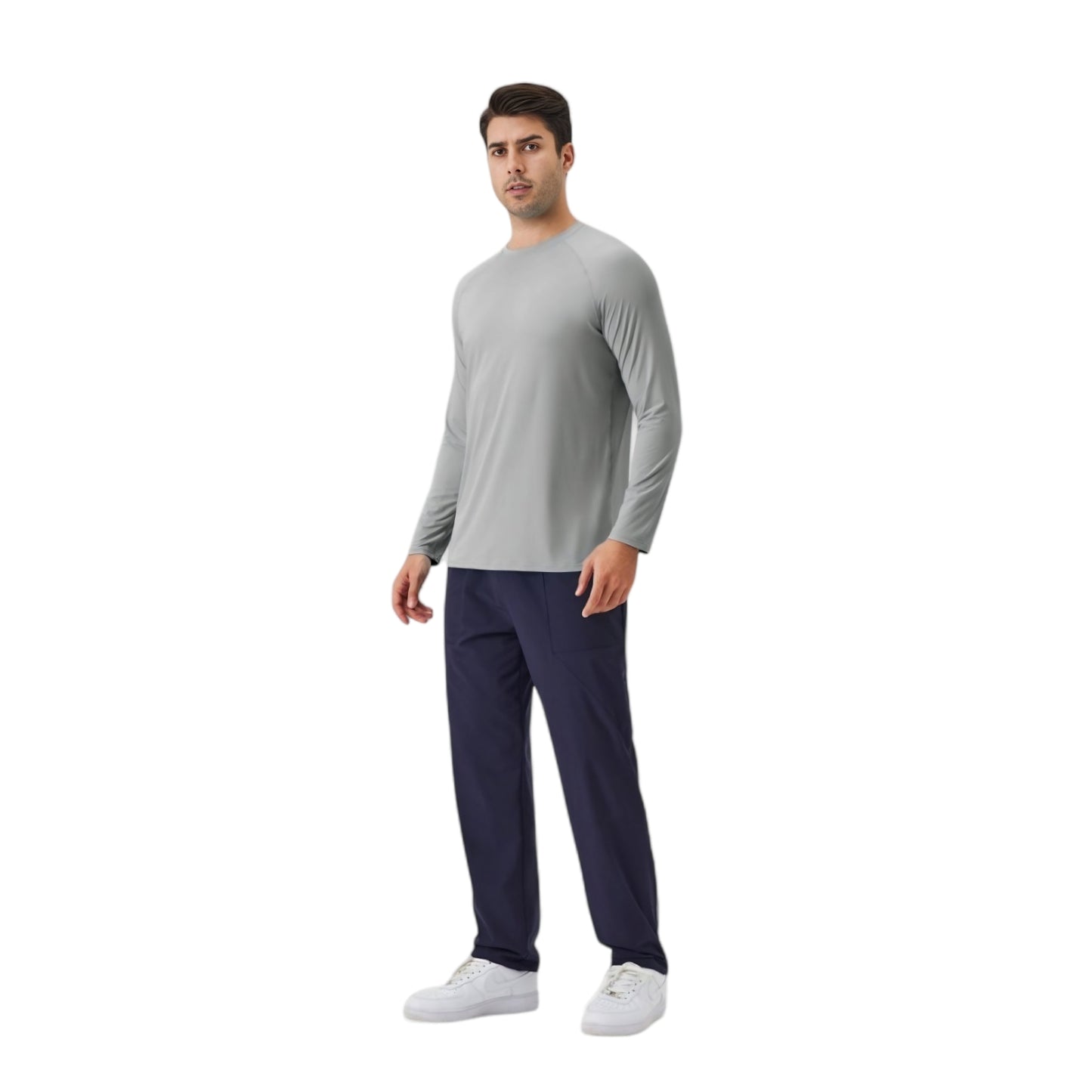 Anna-Kaci Active Men's Long Sleeve Performance Shirt with Raglan Sleeves and Lightweight Stretch Fabric