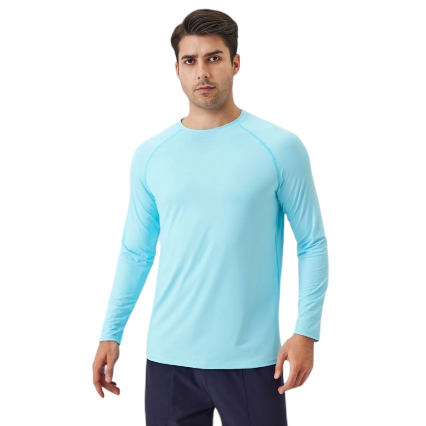 Anna-Kaci Active Men's Long Sleeve Performance Shirt with Raglan Sleeves and Lightweight Stretch Fabric