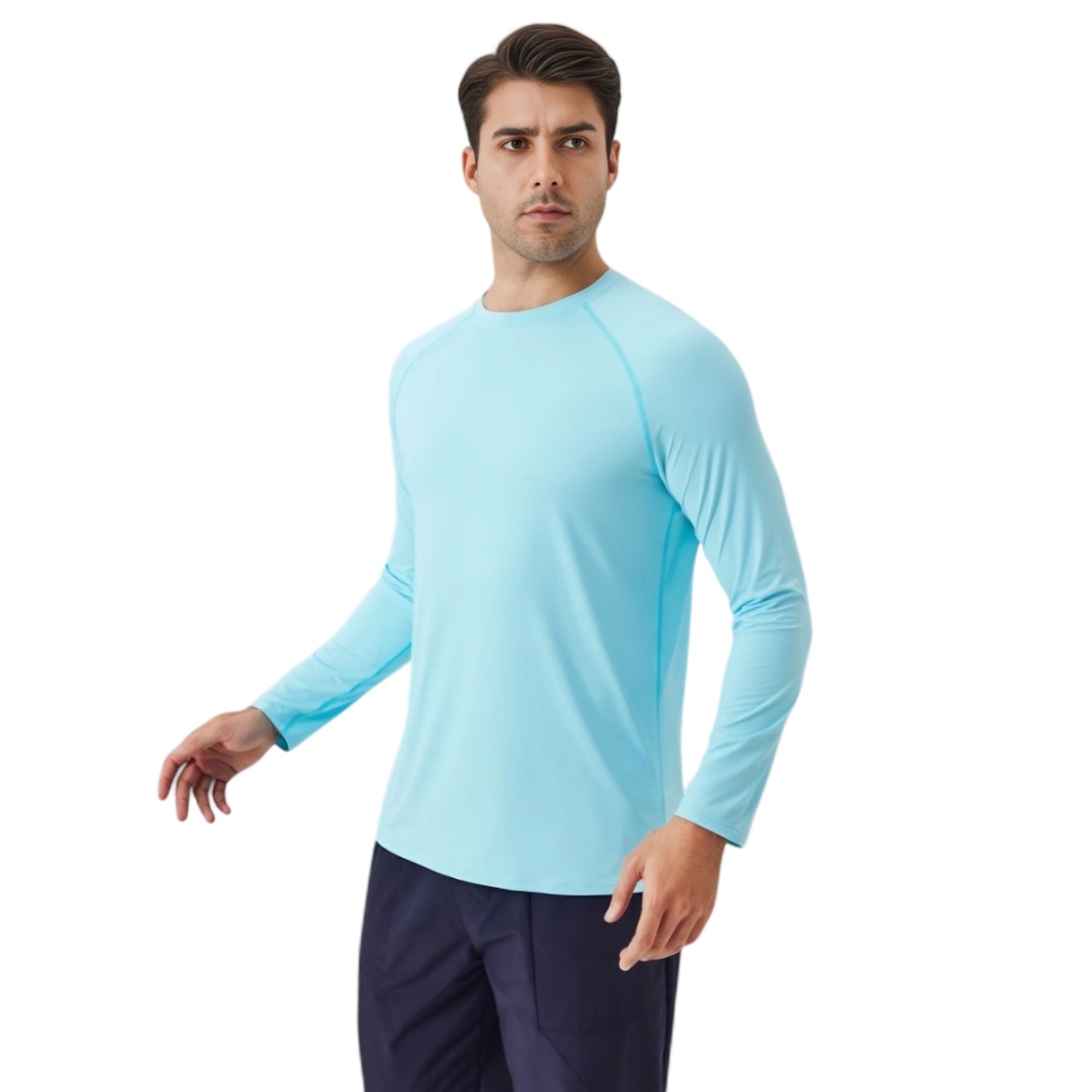 Anna-Kaci Active Men's Long Sleeve Performance Shirt with Raglan Sleeves and Lightweight Stretch Fabric