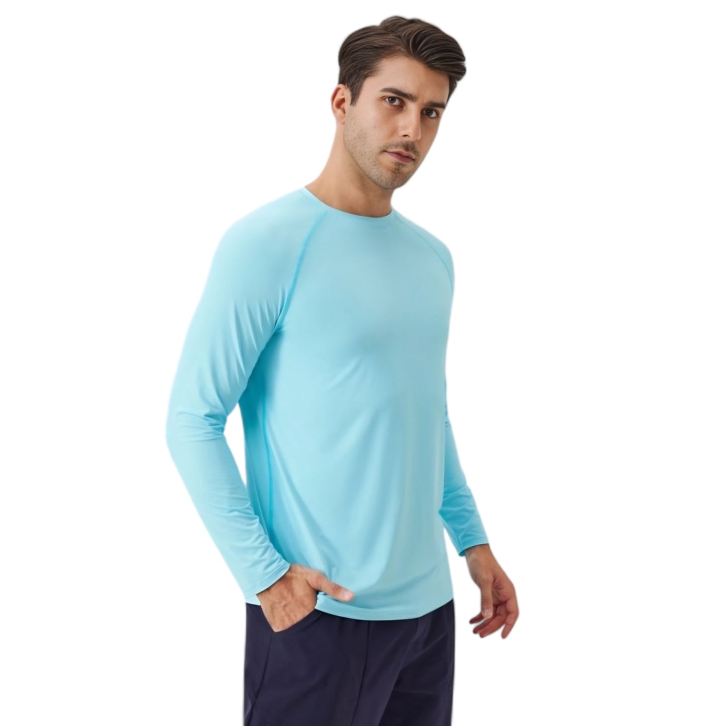 Anna-Kaci Active Men's Long Sleeve Performance Shirt with Raglan Sleeves and Lightweight Stretch Fabric