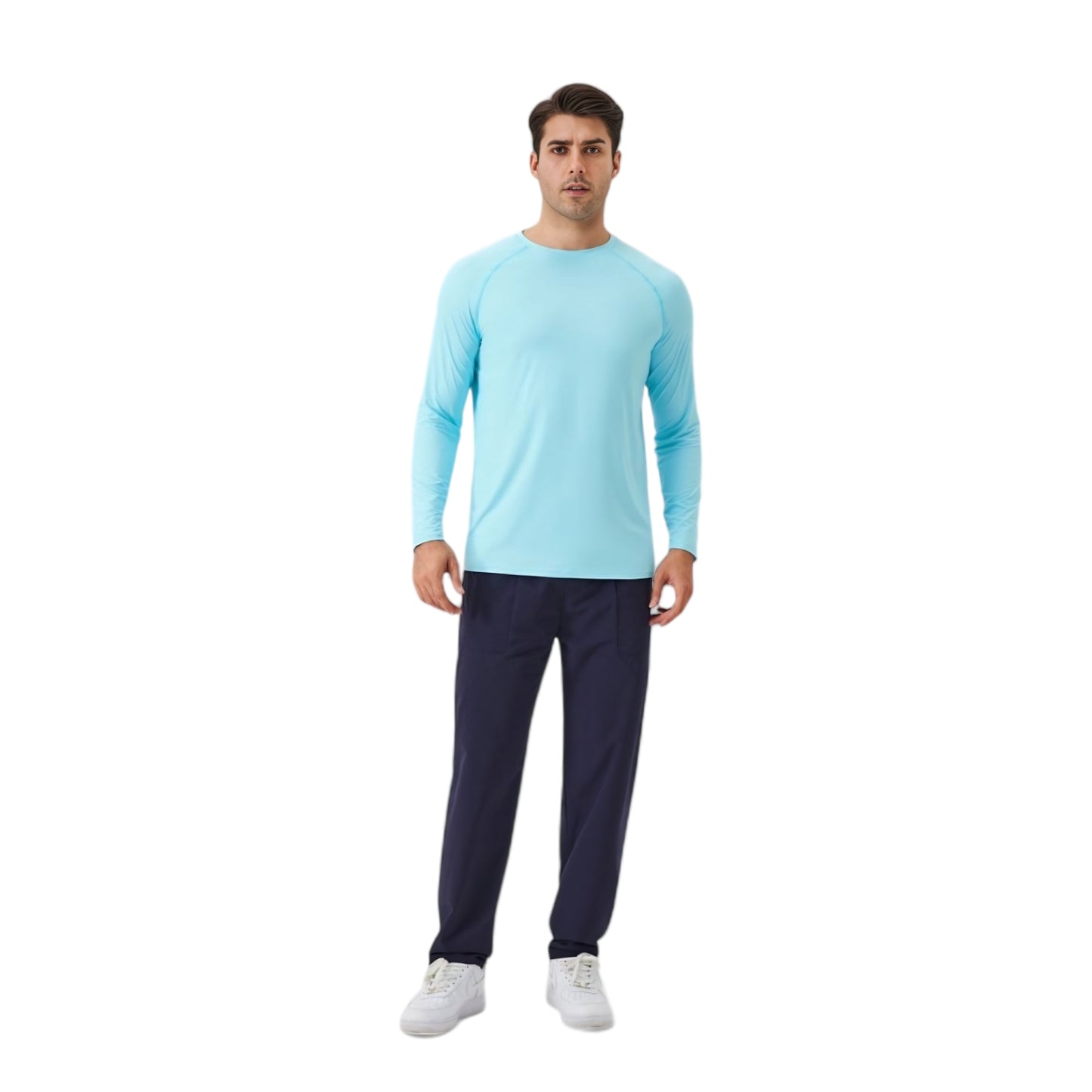 Anna-Kaci Active Men's Long Sleeve Performance Shirt with Raglan Sleeves and Lightweight Stretch Fabric