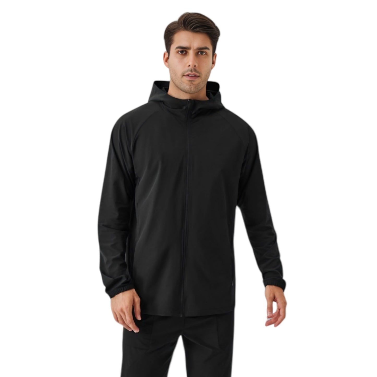 Anna-Kaci Active Men's Lightweight Zip-Up Hoodie Jacket with Adjustable Hood and Side Pockets