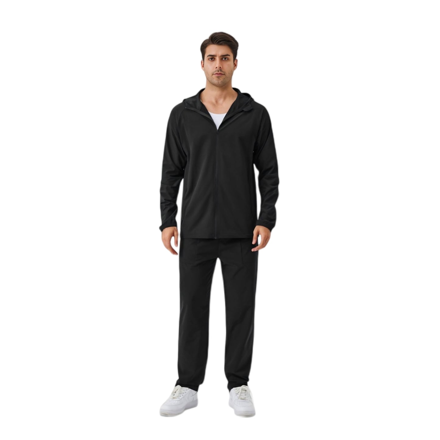 Anna-Kaci Active Men's Lightweight Zip-Up Hoodie Jacket with Adjustable Hood and Side Pockets