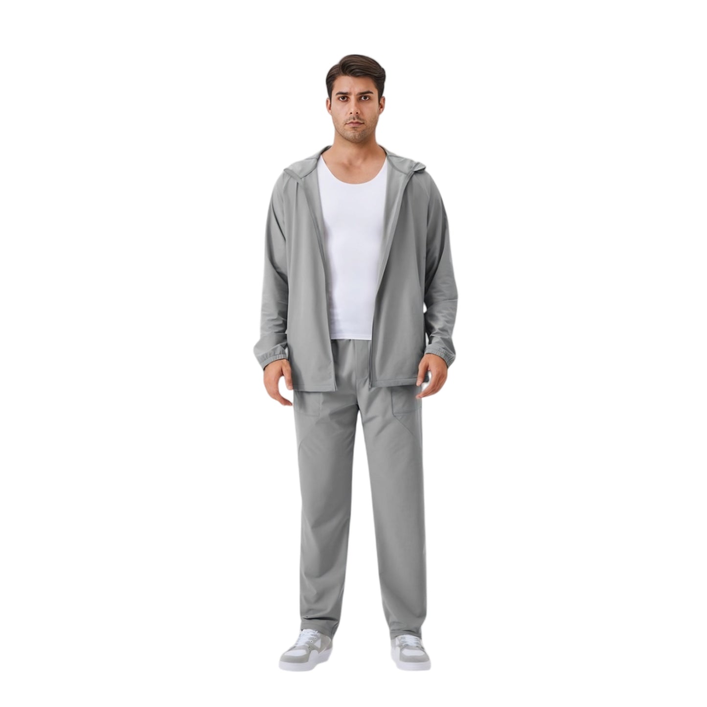 Anna-Kaci Active Men's Lightweight Zip-Up Hoodie Jacket with Adjustable Hood and Side Pockets