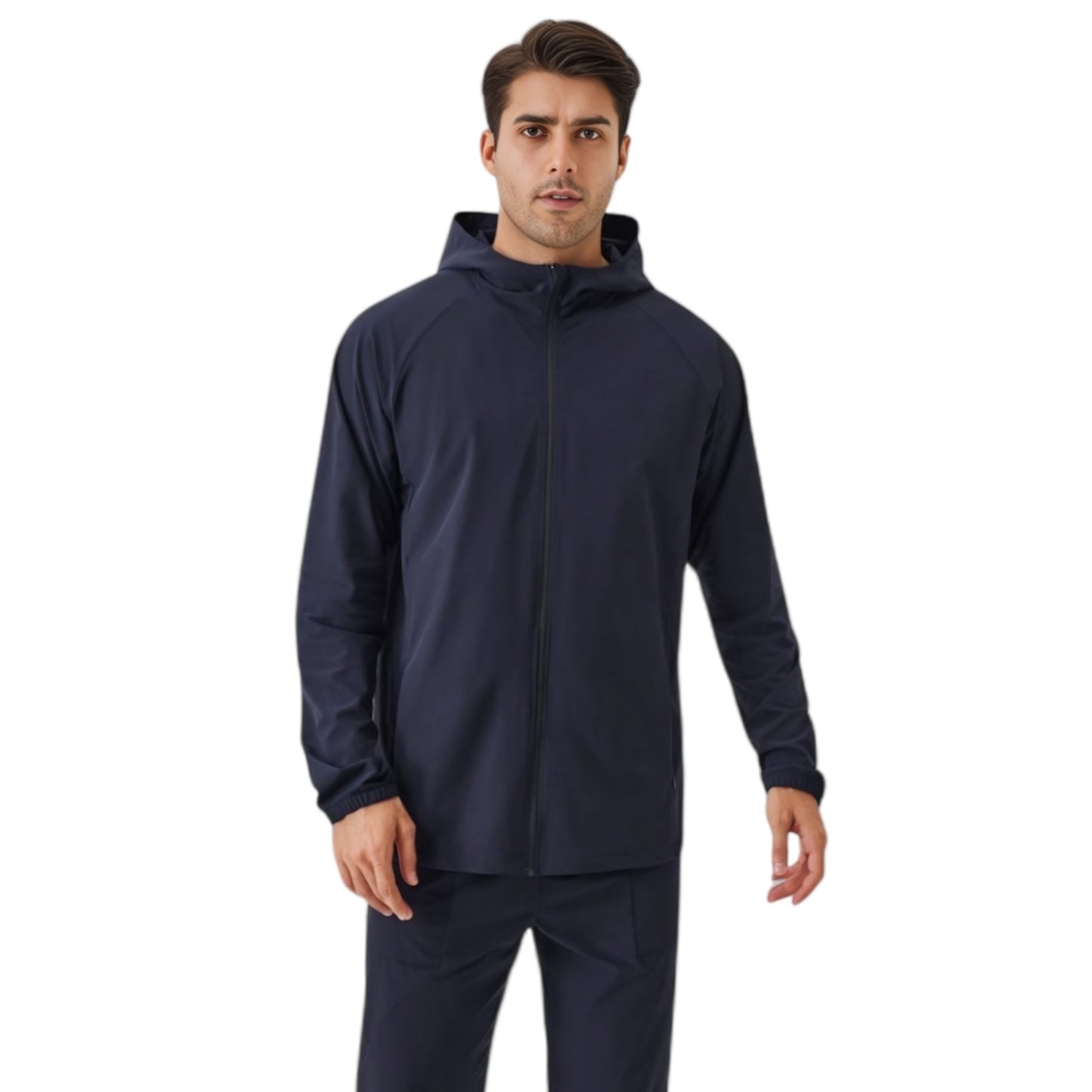 Anna-Kaci Active Men's Lightweight Zip-Up Hoodie Jacket with Adjustable Hood and Side Pockets