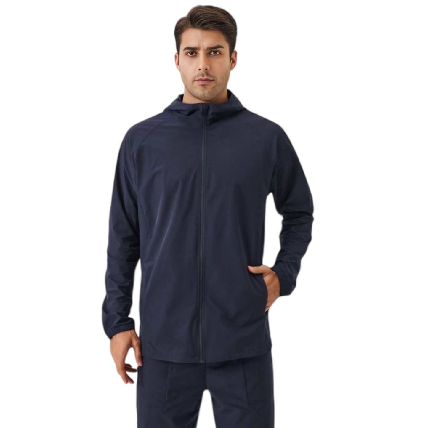 Anna-Kaci Active Men's Lightweight Zip-Up Hoodie Jacket with Adjustable Hood and Side Pockets