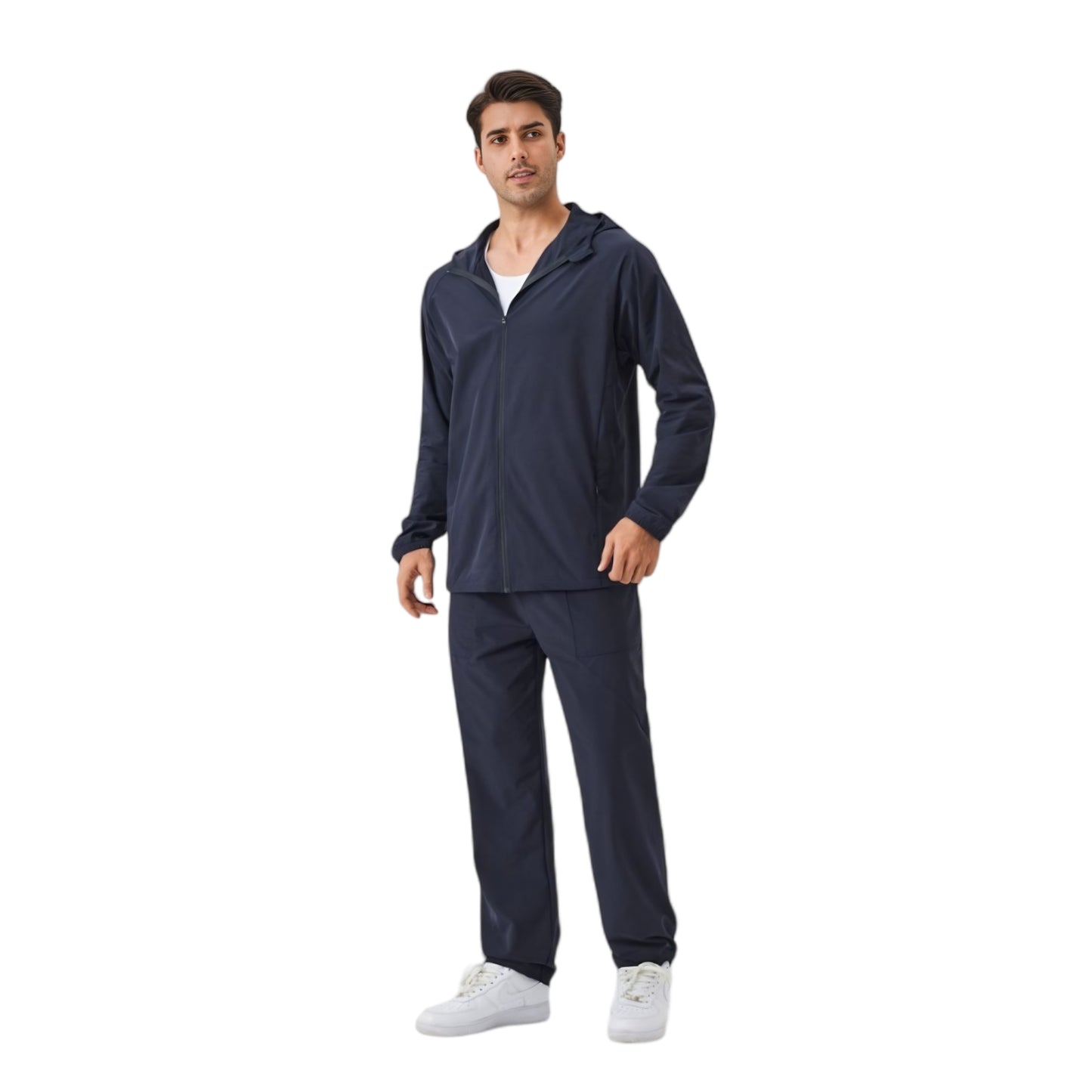 Anna-Kaci Active Men's Lightweight Zip-Up Hoodie Jacket with Adjustable Hood and Side Pockets