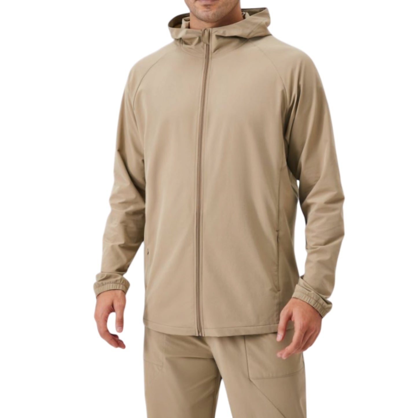 Anna-Kaci Active Men's Lightweight Zip-Up Hoodie Jacket with Adjustable Hood and Side Pockets