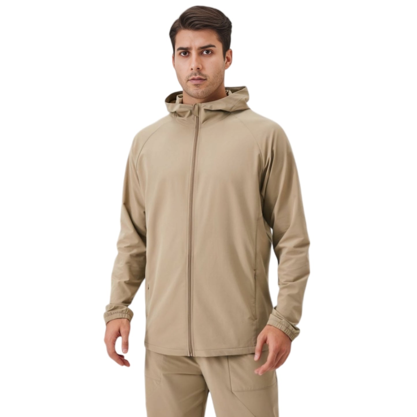 Anna-Kaci Active Men's Lightweight Zip-Up Hoodie Jacket with Adjustable Hood and Side Pockets