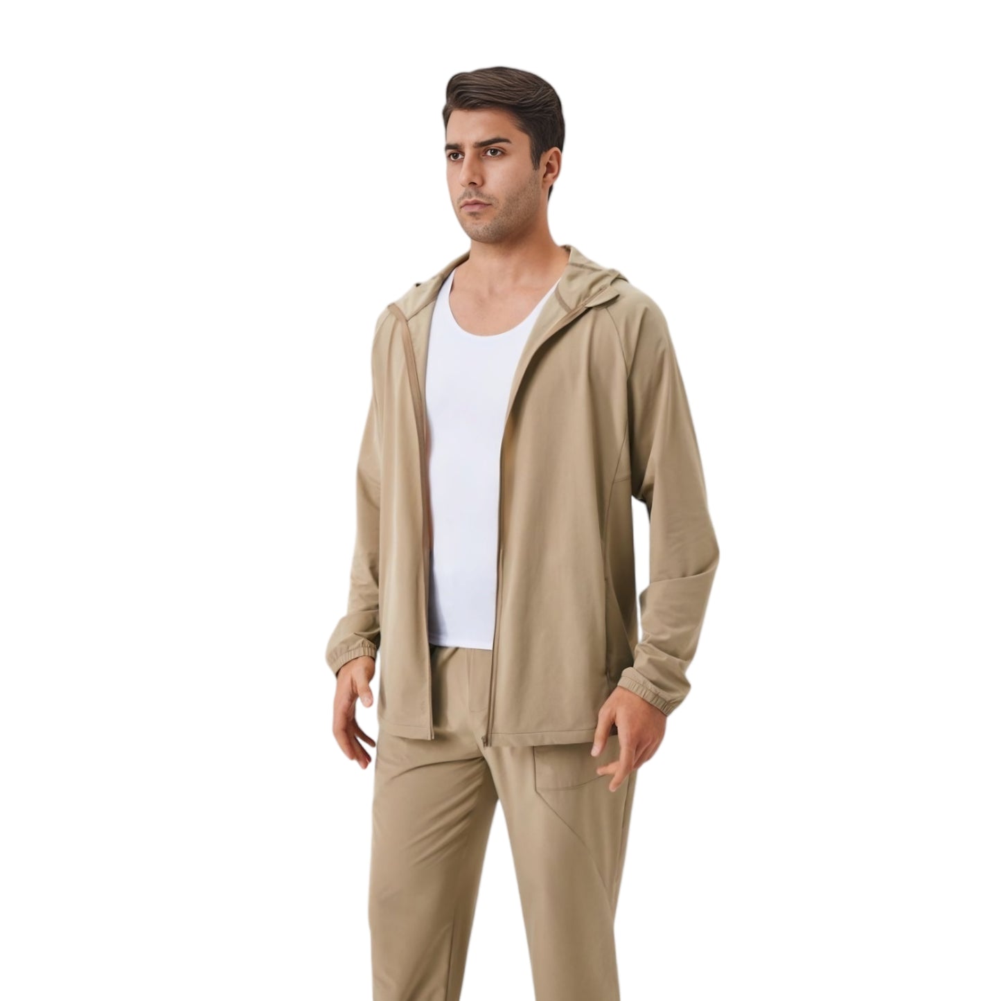 Anna-Kaci Active Men's Lightweight Zip-Up Hoodie Jacket with Adjustable Hood and Side Pockets