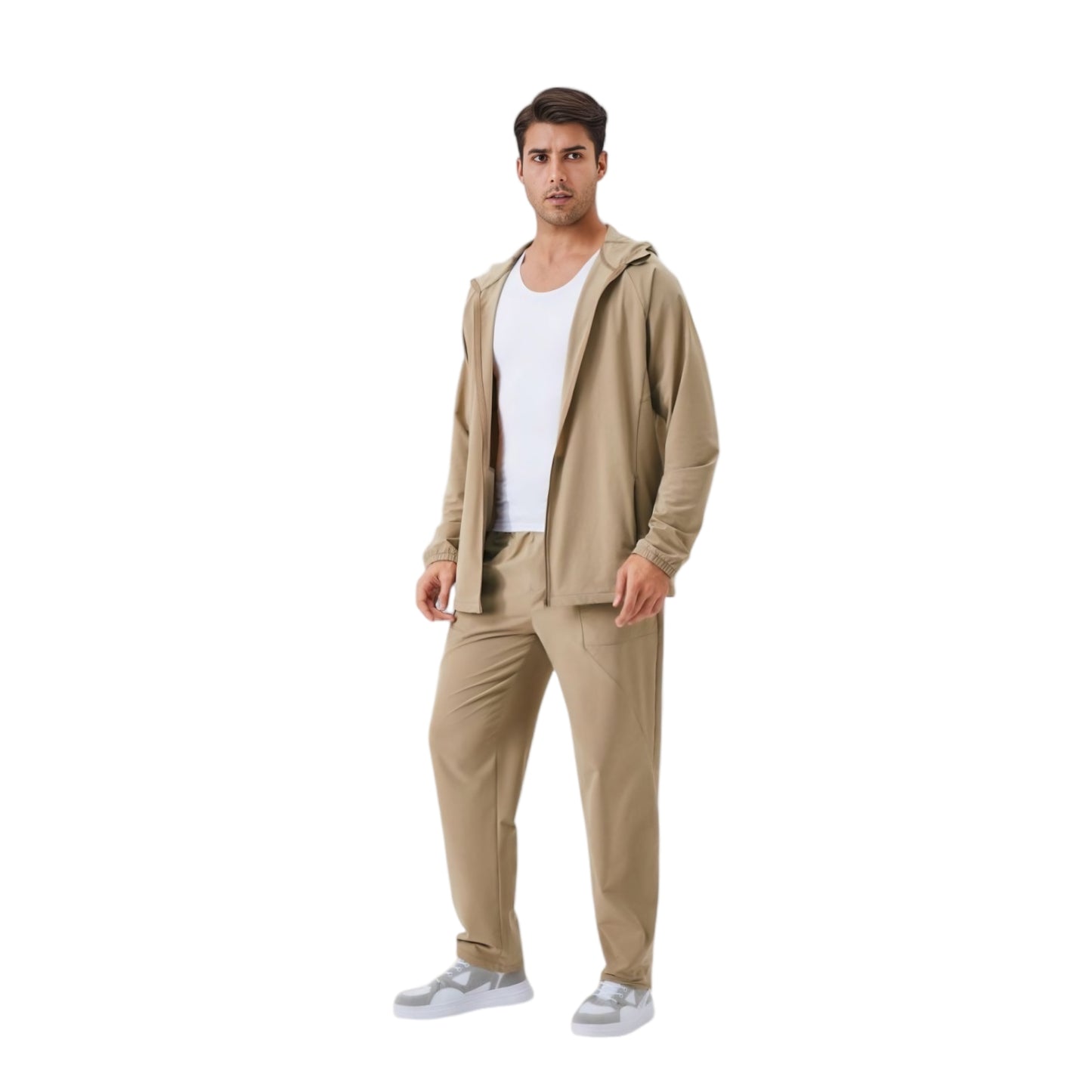 Anna-Kaci Active Men's Lightweight Zip-Up Hoodie Jacket with Adjustable Hood and Side Pockets