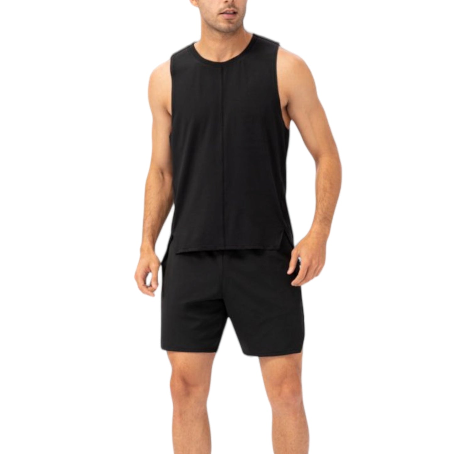Anna-Kaci Active Men's Sleeveless Performance Tank Top with Side Slits and Breathable Quick-Dry Fabric