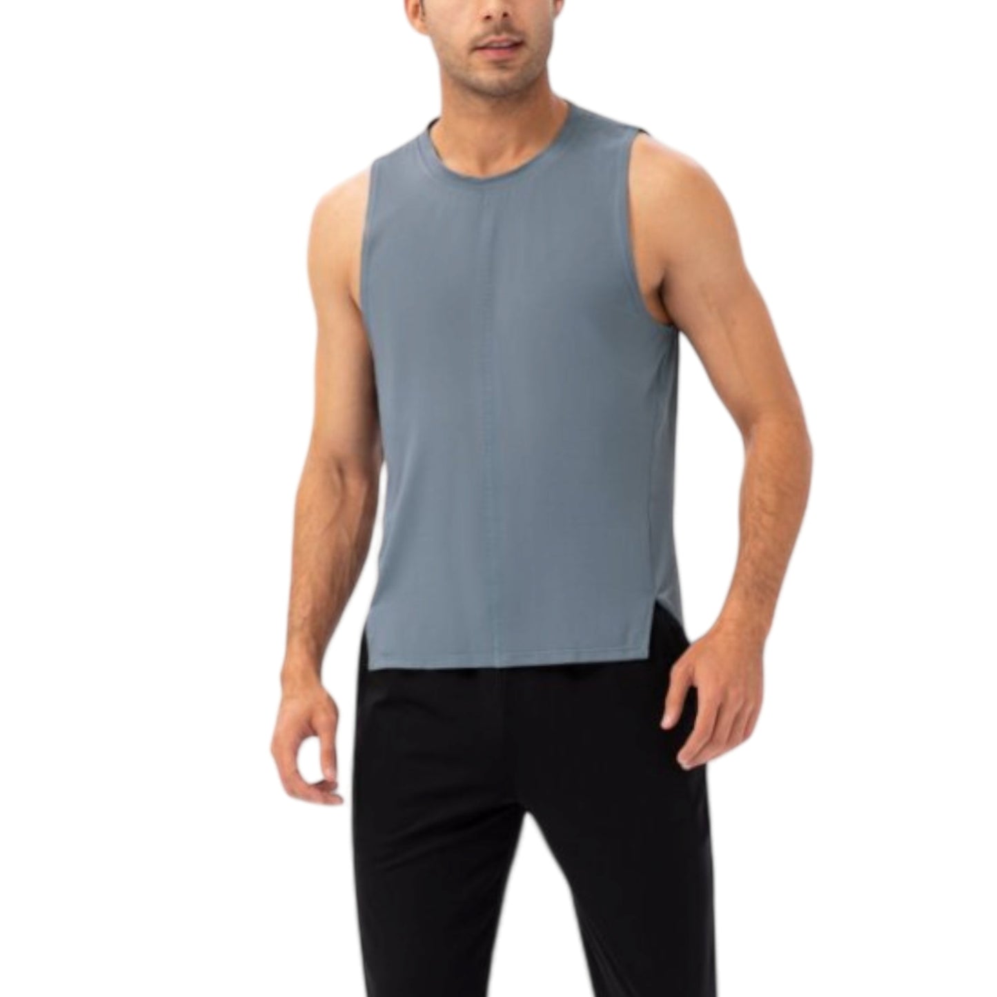 Anna-Kaci Active Men's Sleeveless Performance Tank Top with Side Slits and Breathable Quick-Dry Fabric