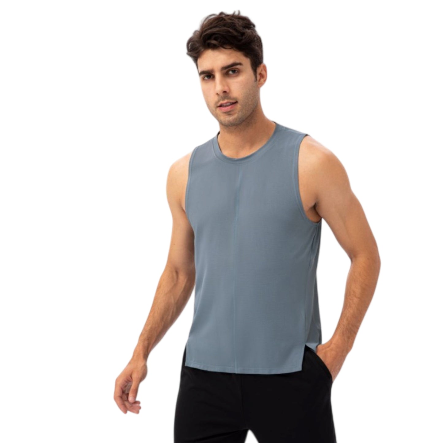 Anna-Kaci Active Men's Sleeveless Performance Tank Top with Side Slits and Breathable Quick-Dry Fabric