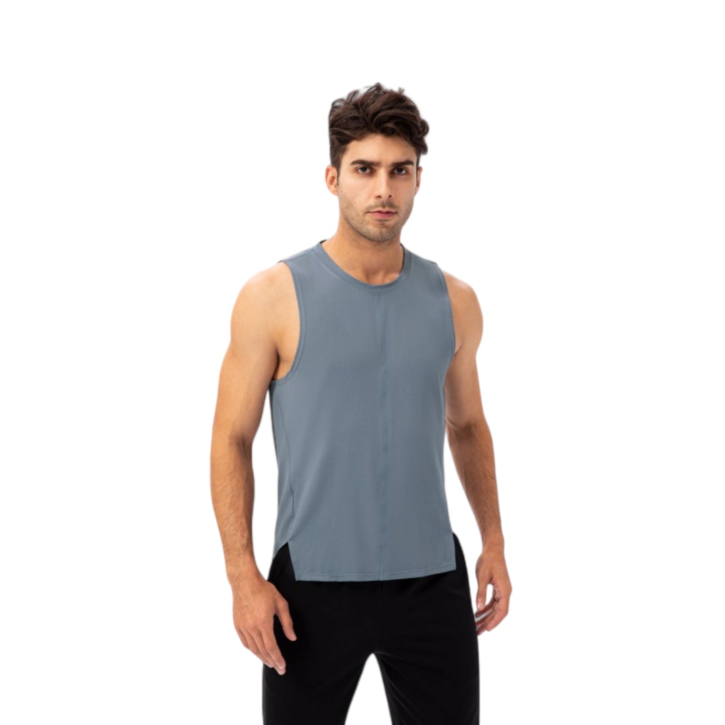 Anna-Kaci Active Men's Sleeveless Performance Tank Top with Side Slits and Breathable Quick-Dry Fabric