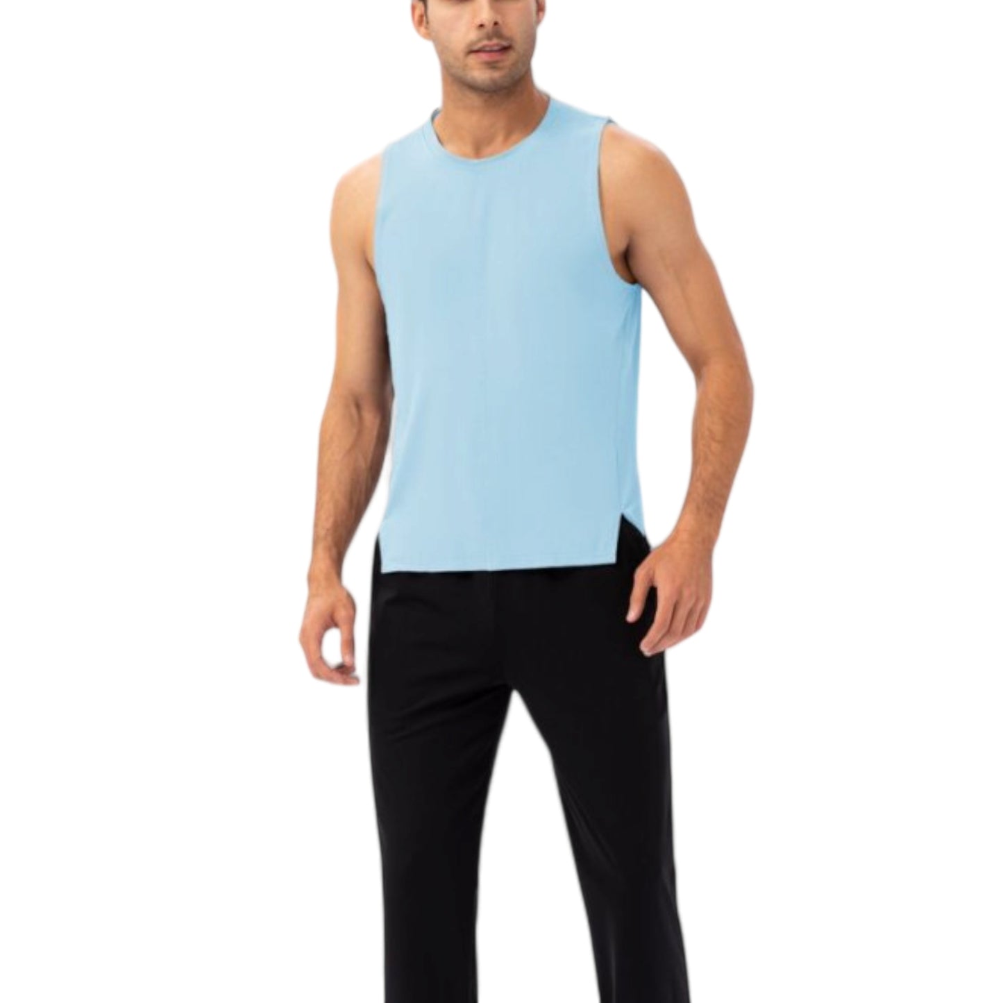 Anna-Kaci Active Men's Sleeveless Performance Tank Top with Side Slits and Breathable Quick-Dry Fabric