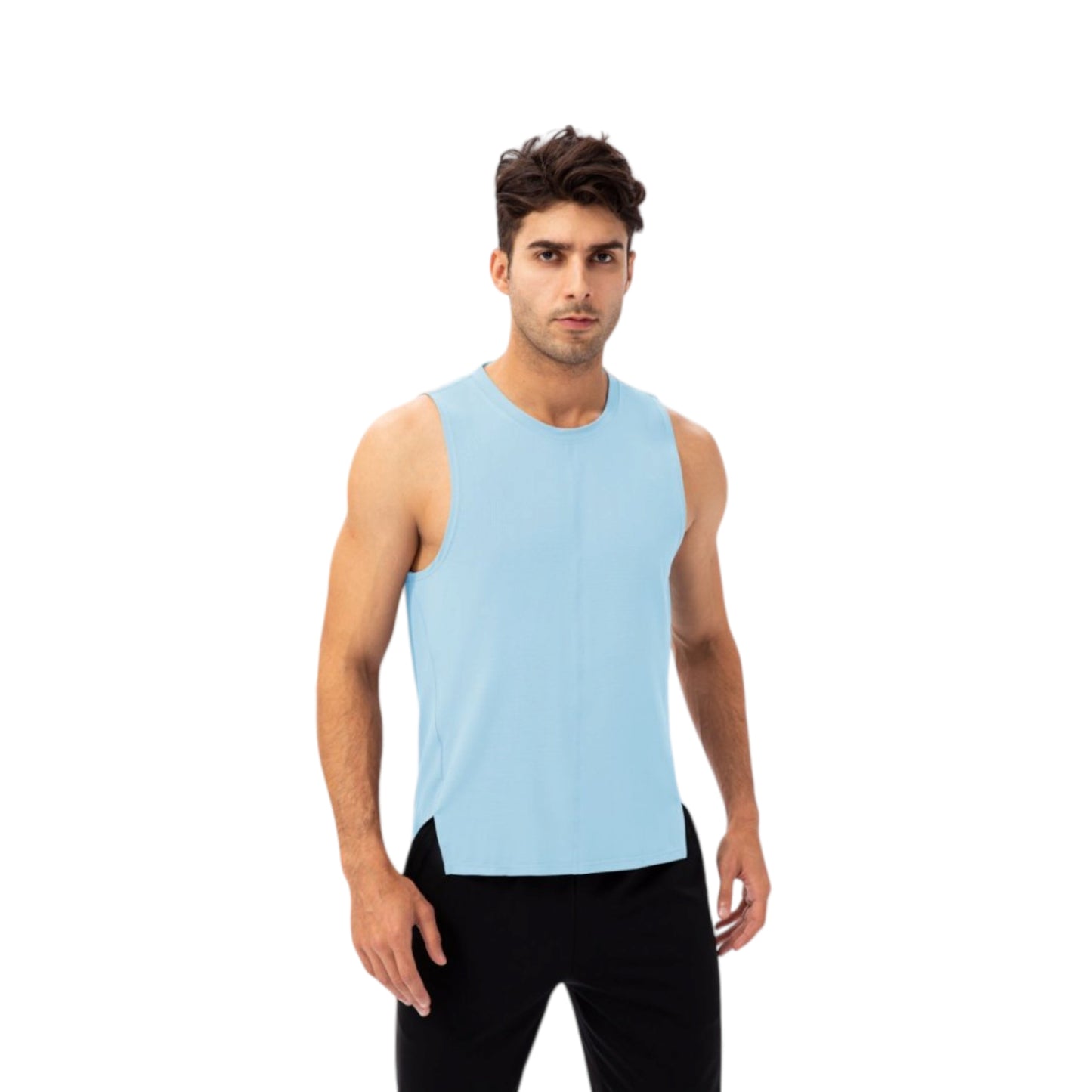 Anna-Kaci Active Men's Sleeveless Performance Tank Top with Side Slits and Breathable Quick-Dry Fabric